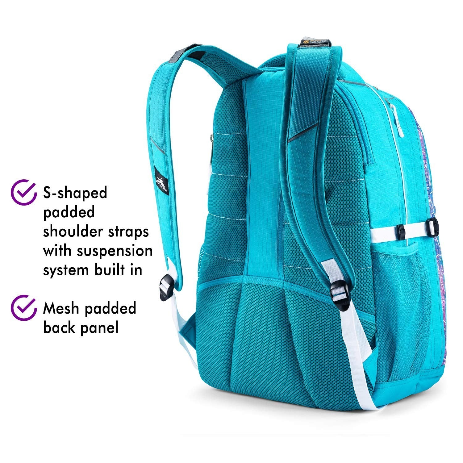 Stylish Laptop Backpack for School & Travel, Sequin Facets/Bluebird/White, One S4