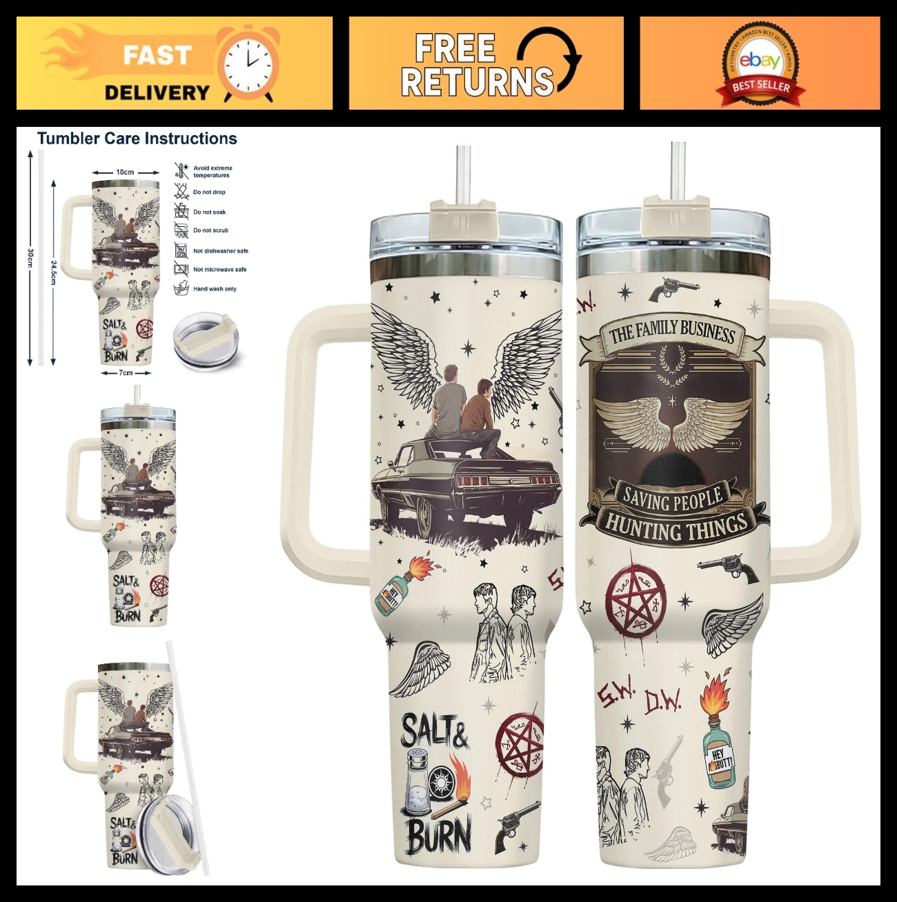 40oz Stainless Steel Tumbler with Handle   Vacuum Insulated Travel Mug   Unique0