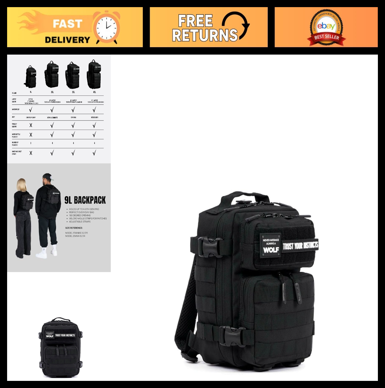 Compact Tactical Backpack for Men & Women | Lightweight Everyday Carry Gym Bag0