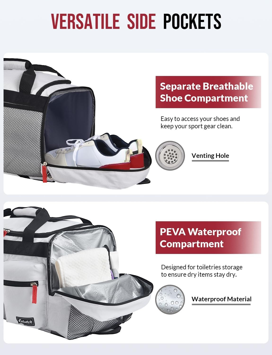 3-in-1 Gym Bag for Men & Women, 39L Sports Duffel Backpack, Wet Pocket & Shoe Co3