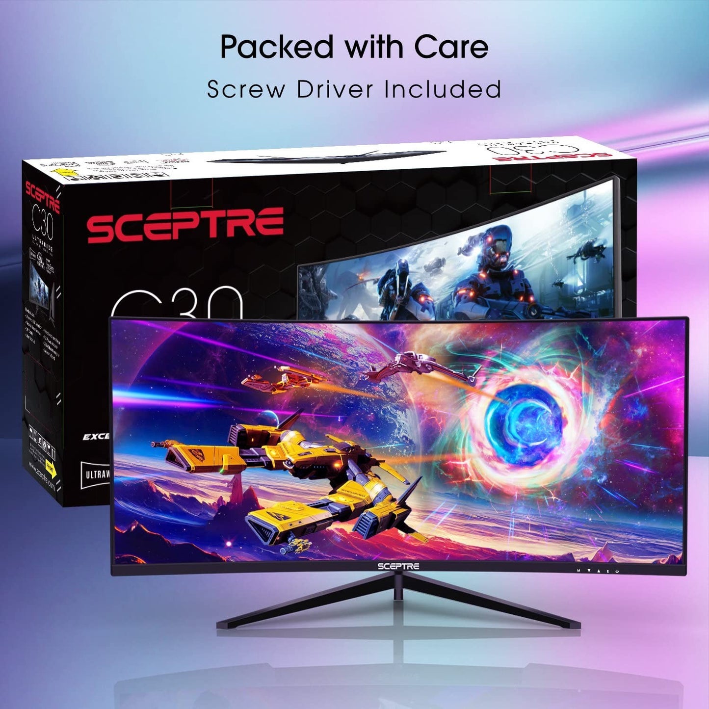 30" Curved Gaming Monitor 21:9 UltraWide 2560x1080 200Hz HDMI DisplayPort Built-5