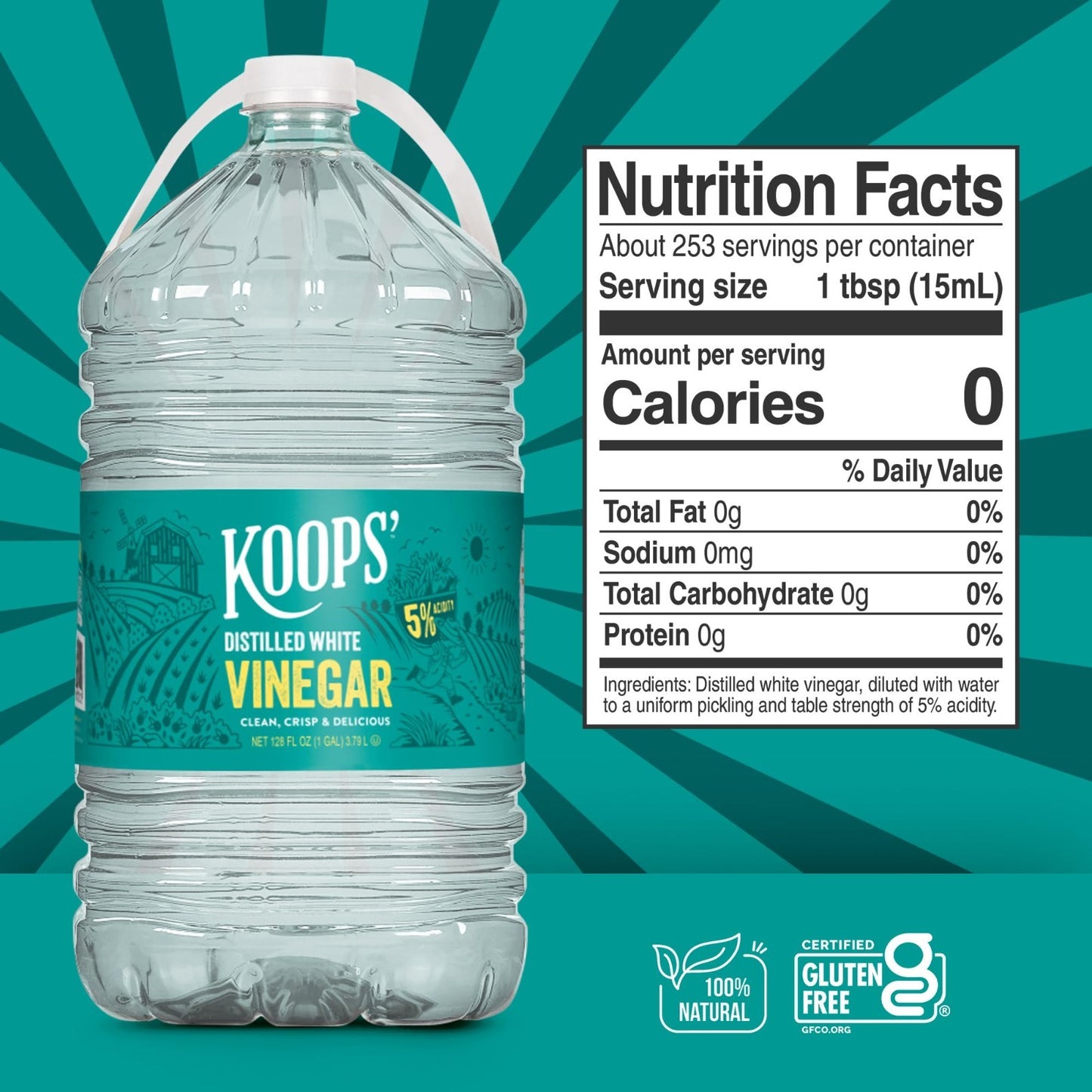 32oz Distilled White Vinegar - 5% Acidity for Cleaning, Pickling & Cooking1