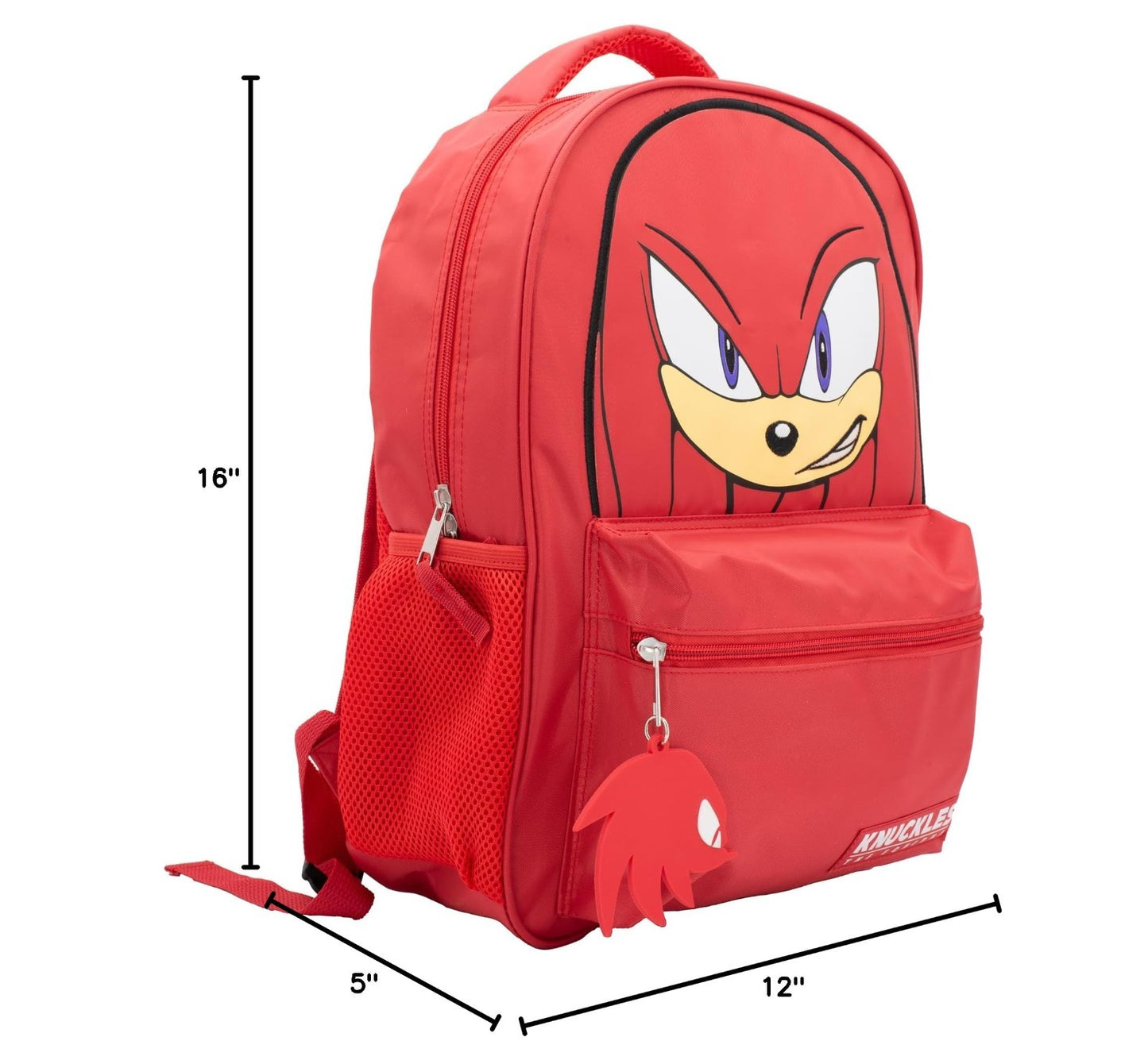 Sonic The Hedgehog 16" Backpack for Kids, 3D Knuckles School Bag, Durable Red Ba2