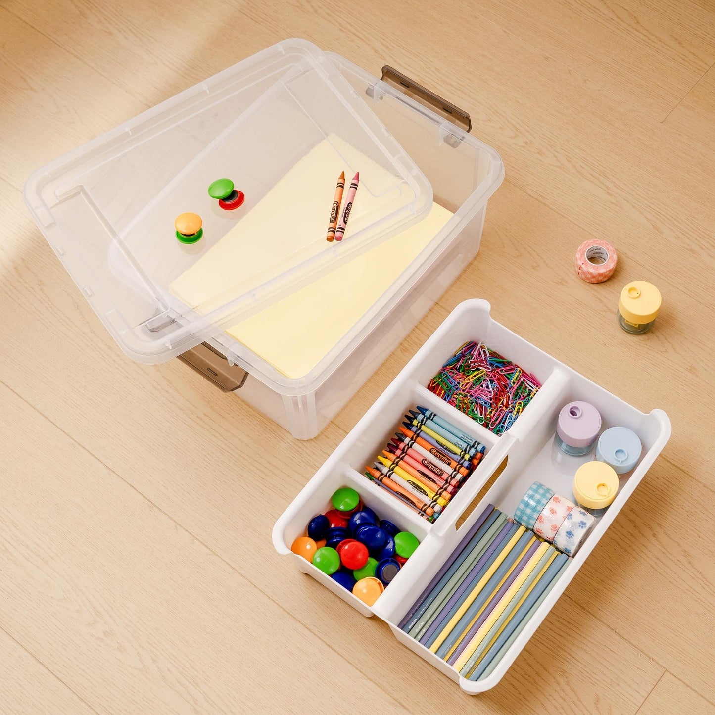 17 QT Clear Craft Organizer Storage Box with Tray, Art Supplies & Craft Storage5