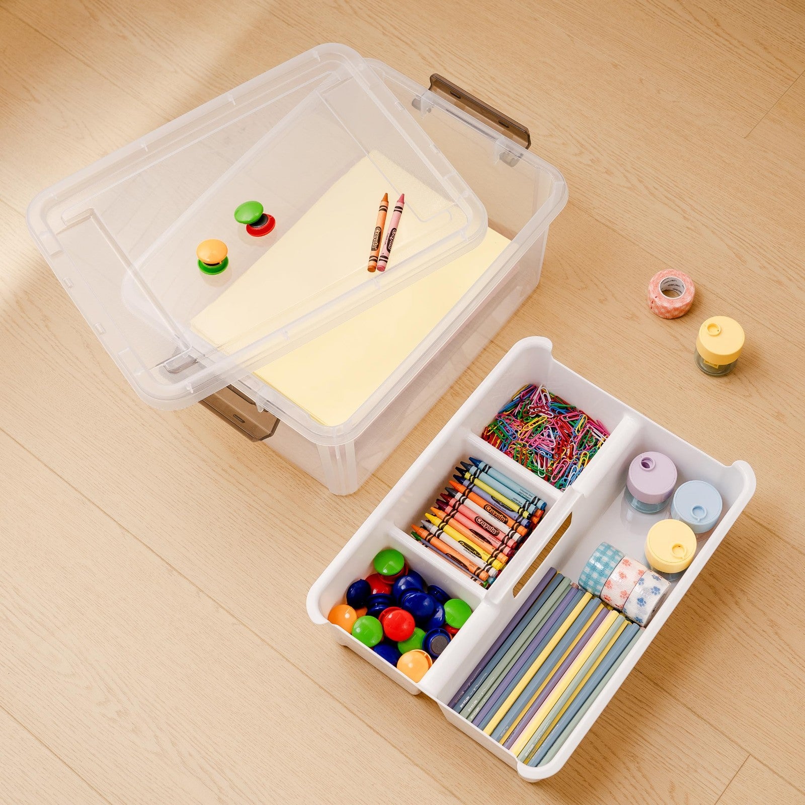 17 QT Clear Craft Organizer Storage Box with Tray, Art Supplies & Craft Storage5