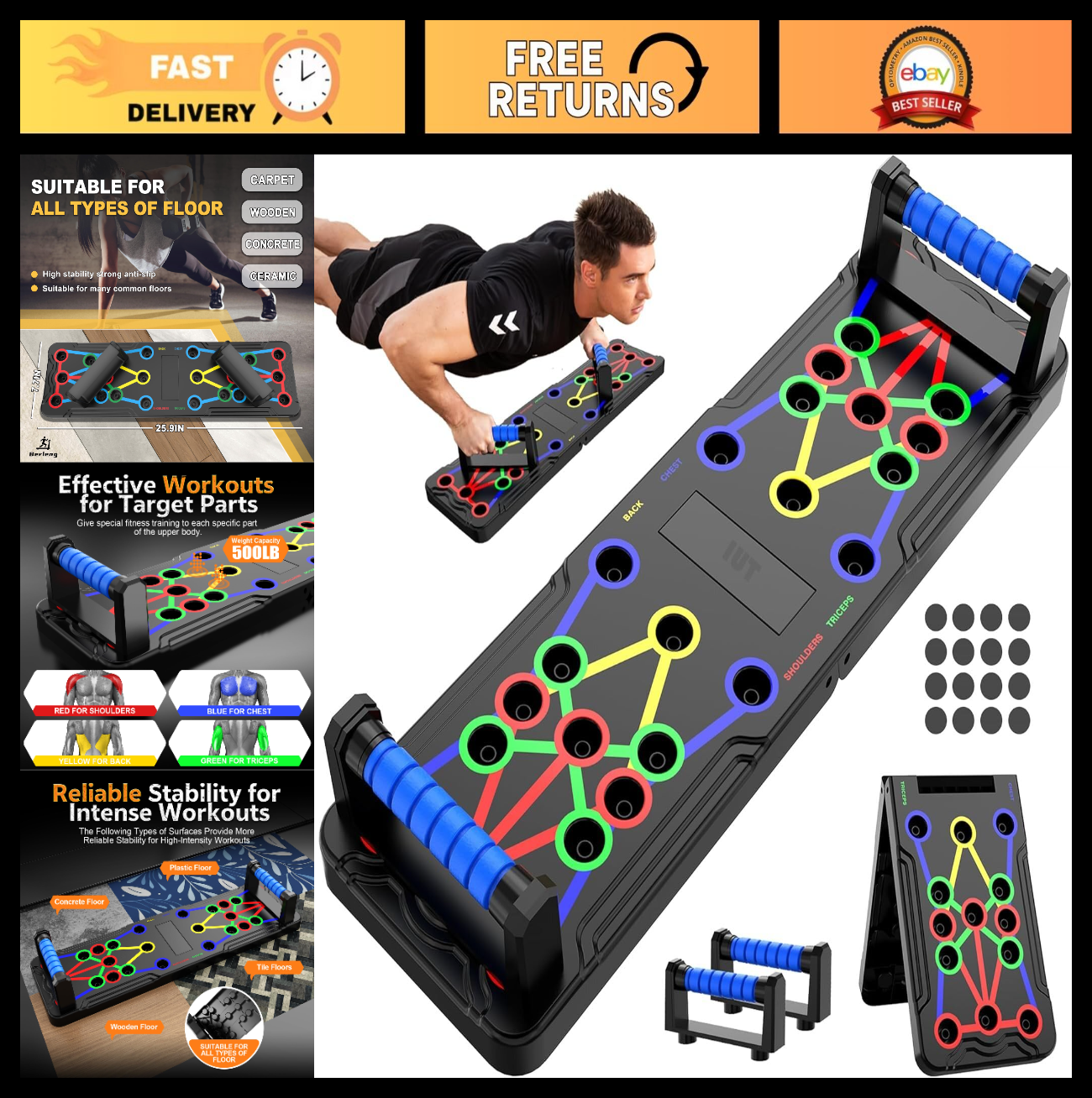 15 in 1 Push Up Board   Multi Functional Home Workout Equipment for Chest & Musc0