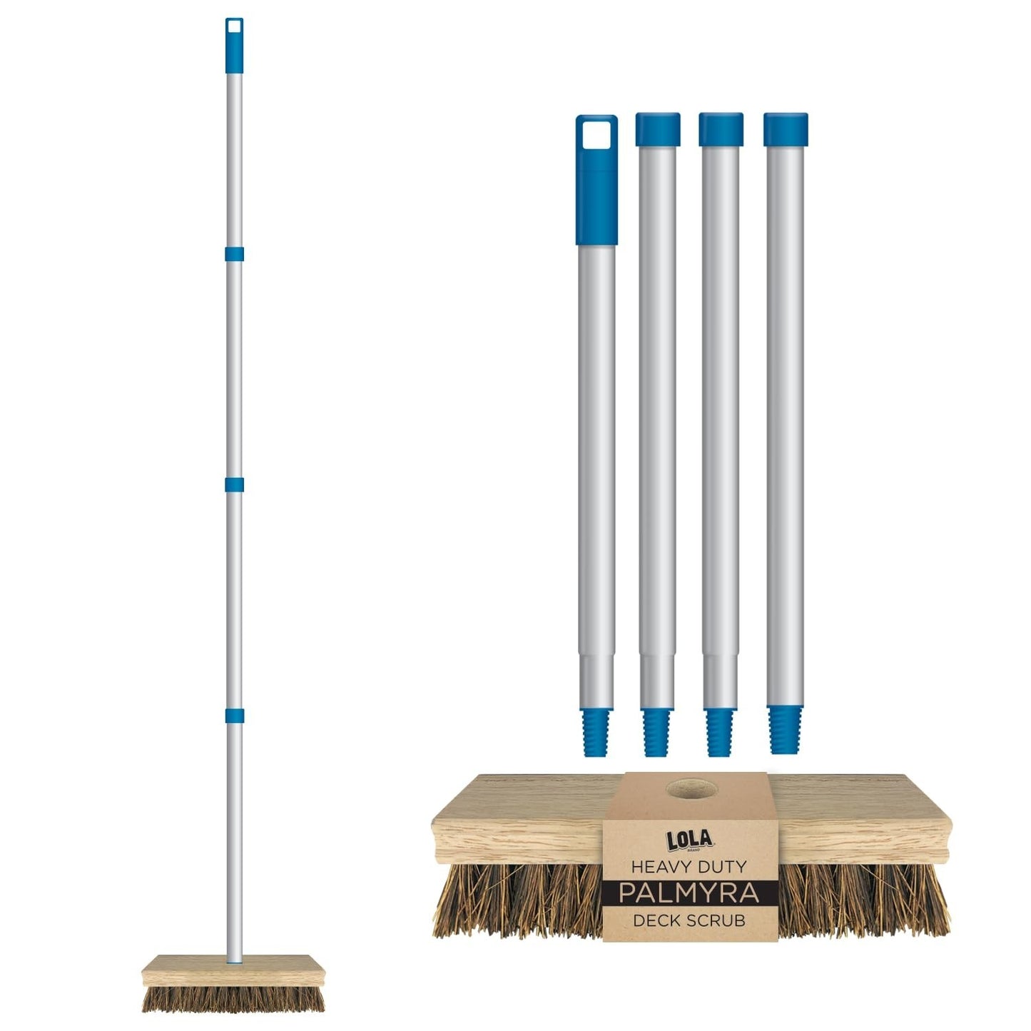 9" x 3.5" Deck Scrub Brush with Palmyra Bristles for Outdoor Cleaning - Removes1