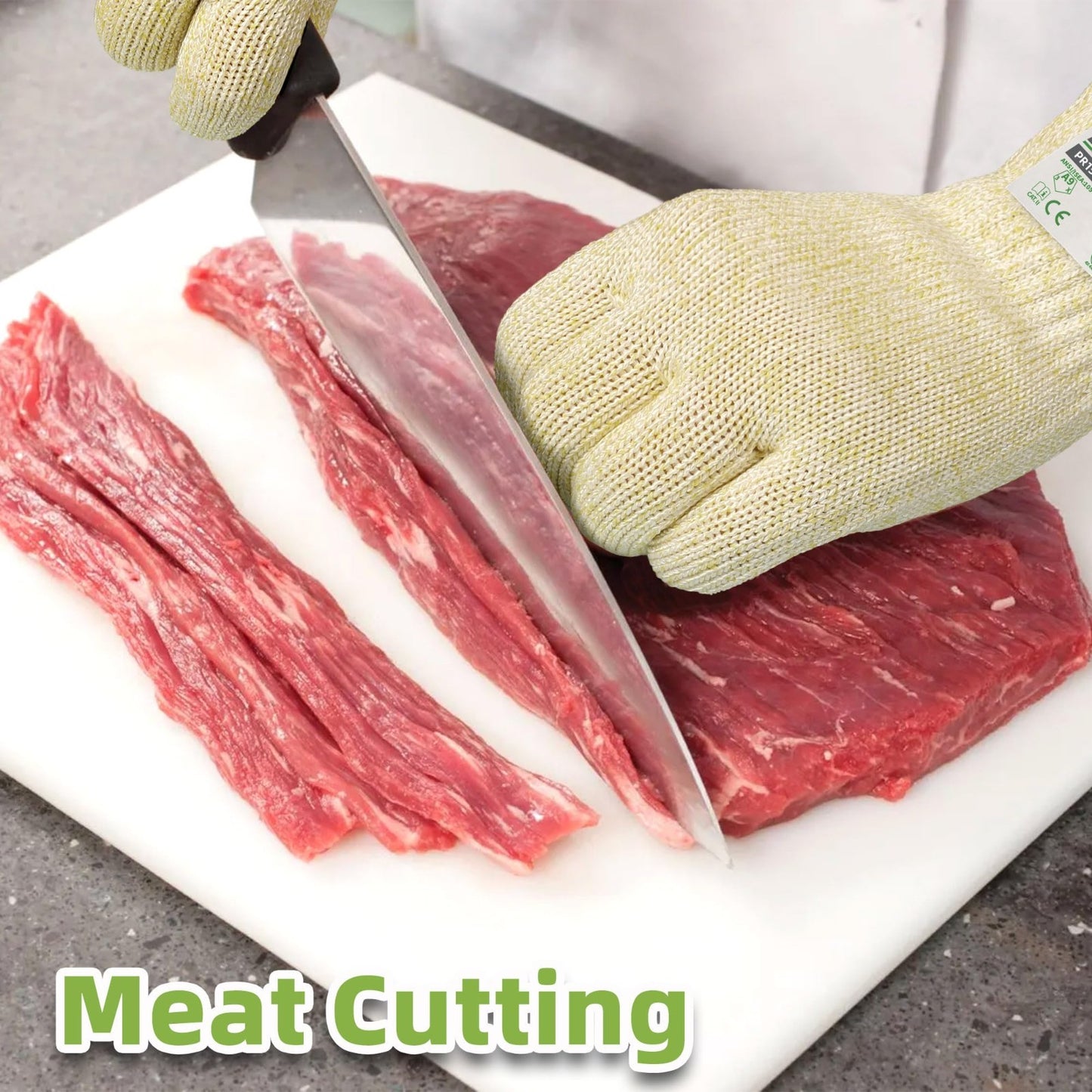 Cut Resistant Gloves   Food Grade, Non PFAS, Kitchen Prep, Meat & Fish Cutting,5