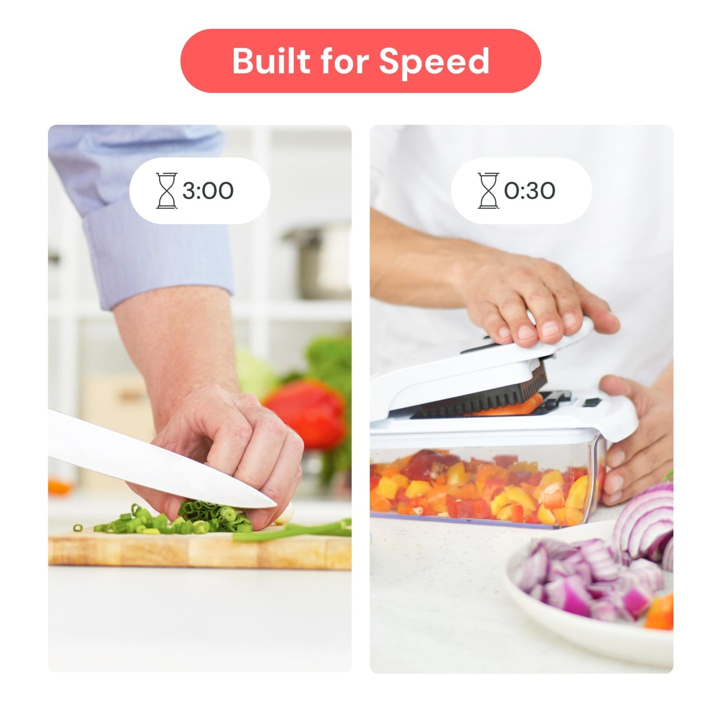 6 in 1 Vegetable Chopper & Mandoline Slicer | Sharp Stainless Steel Blades, Onio3