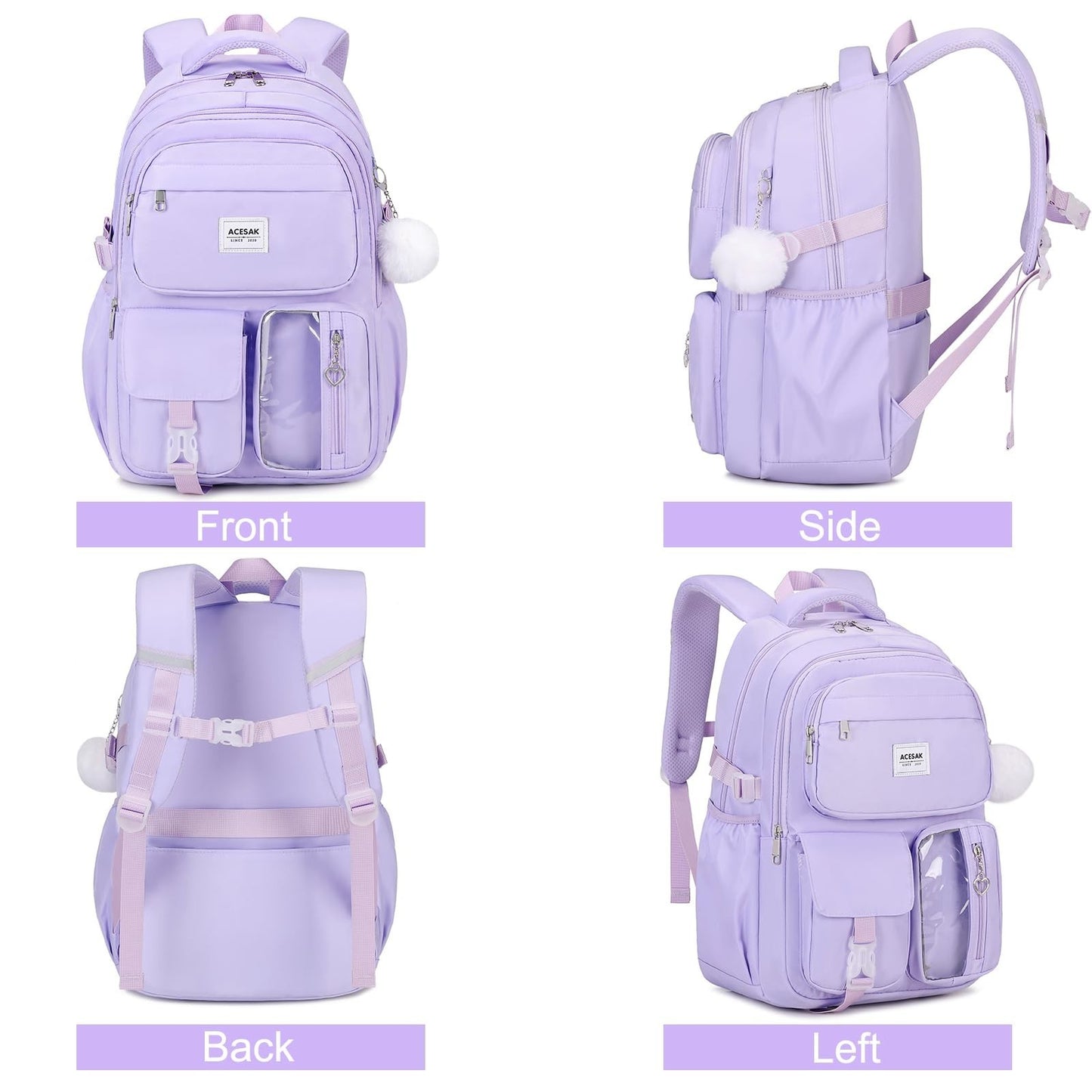 Stylish Girls Backpack Set with Lunch Bag & Pencil Pouch   Teen Laptop Bookbag,6