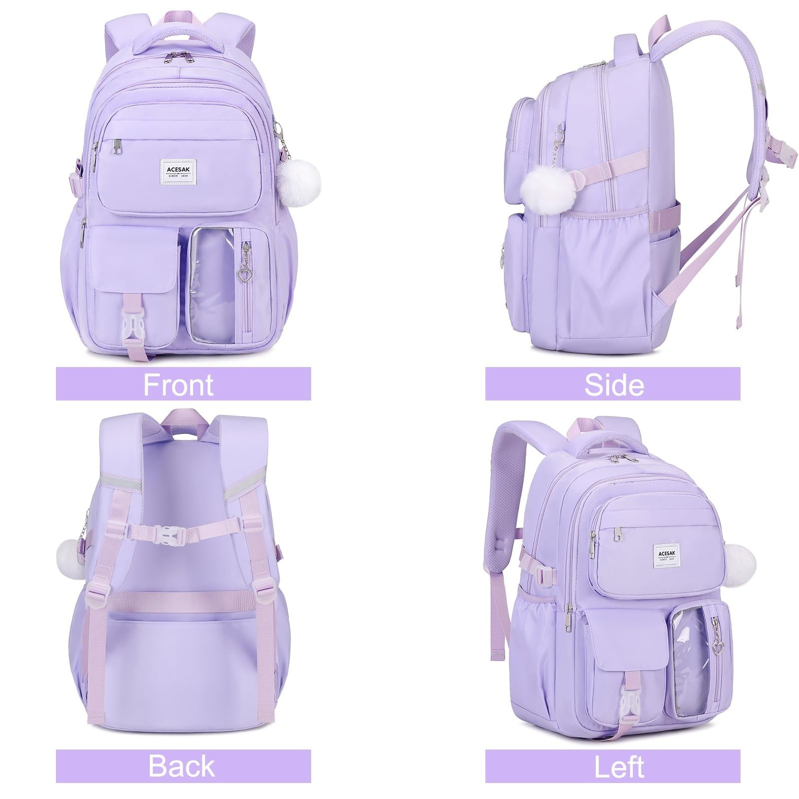 Stylish Girls Backpack Set with Lunch Bag & Pencil Pouch   Teen Laptop Bookbag,6