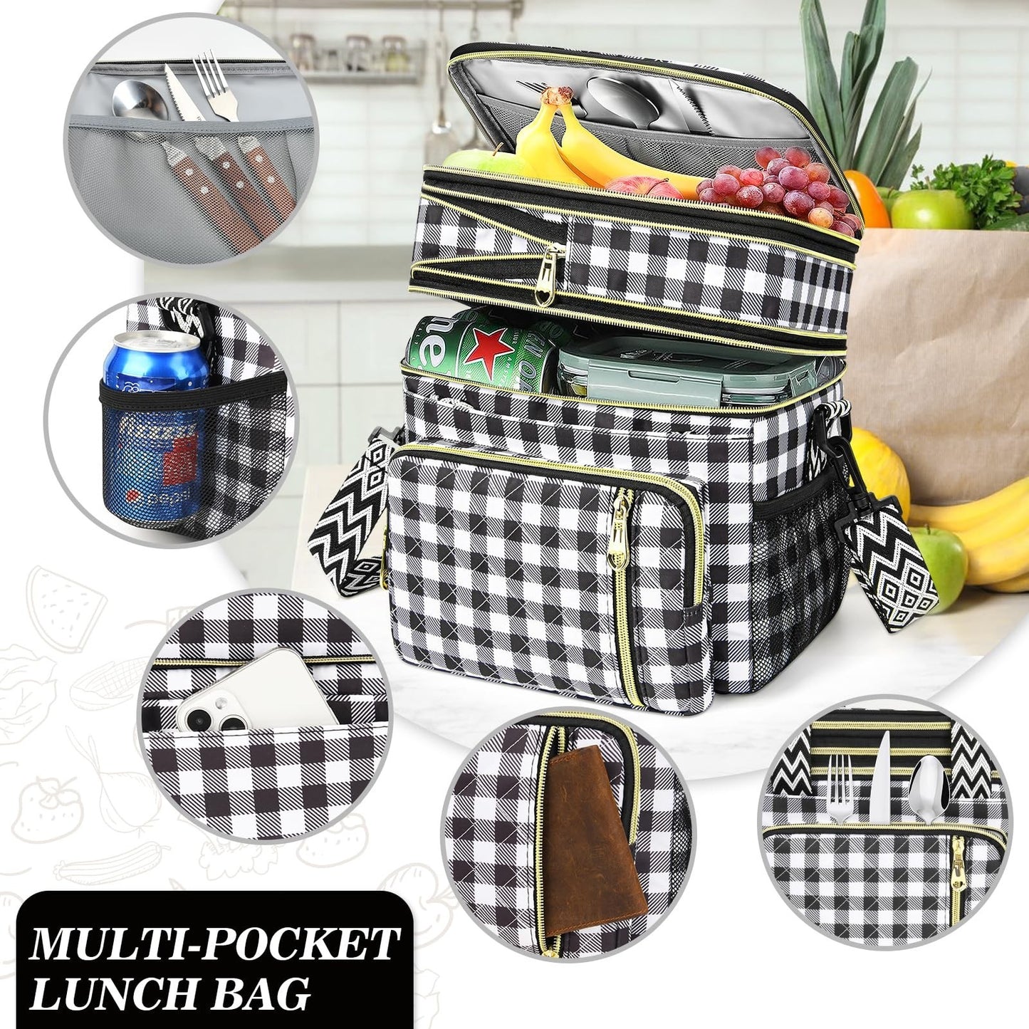 Expandable Insulated Lunch Bag - 16L Leakproof Cooler for Work/Travel/Picnics3