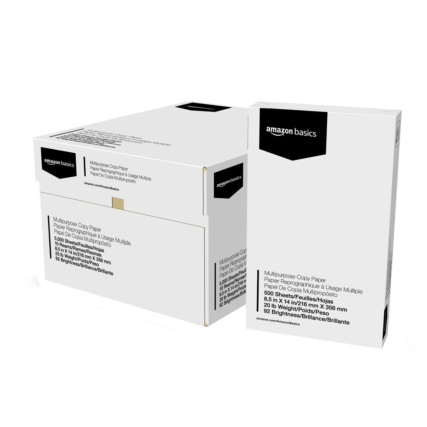 Multipurpose Copy Printer Paper, 20 lb, 8.5x14", 5000 Sheets, 92 Bright White, 11