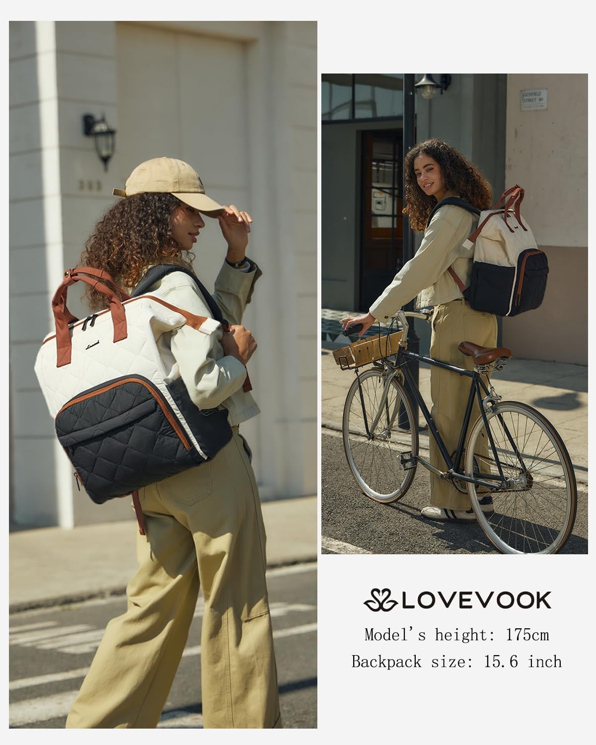 Stylish 15.6" Laptop Backpack for Women   Work Bag, Green & White, Durable Desig3