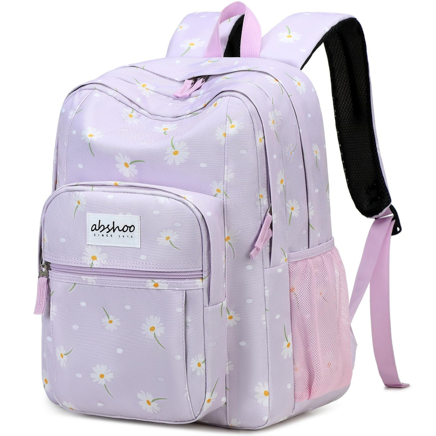 Water Resistant Daisy Print Women's School Backpack for College & Teens   Purple1