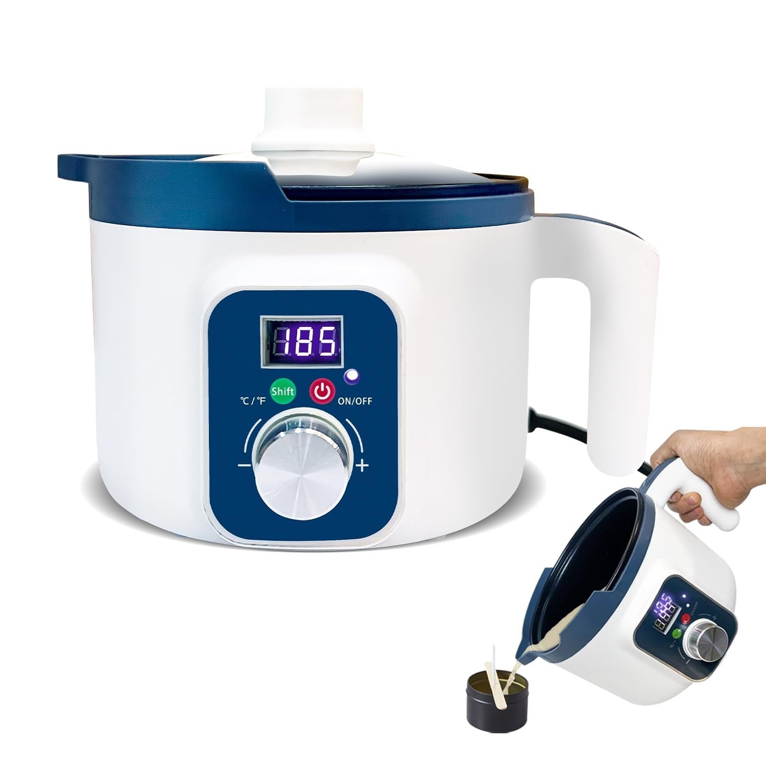 Electric Wax Melting Pot for Candle Making - Digital Temp Control, Non-Stick Spo1