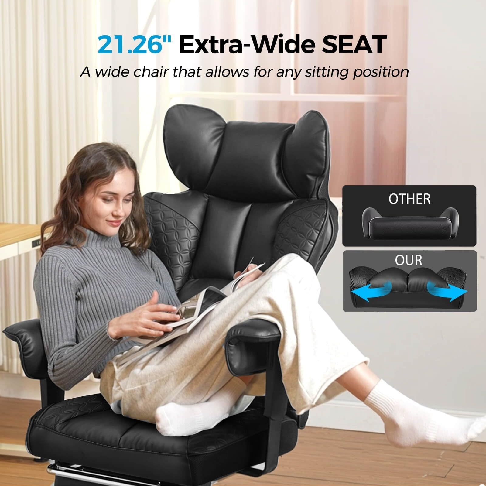 Big & Tall Gaming Chair 400lbs Heavy Duty Office Chair with Footrest, Ergonomic9