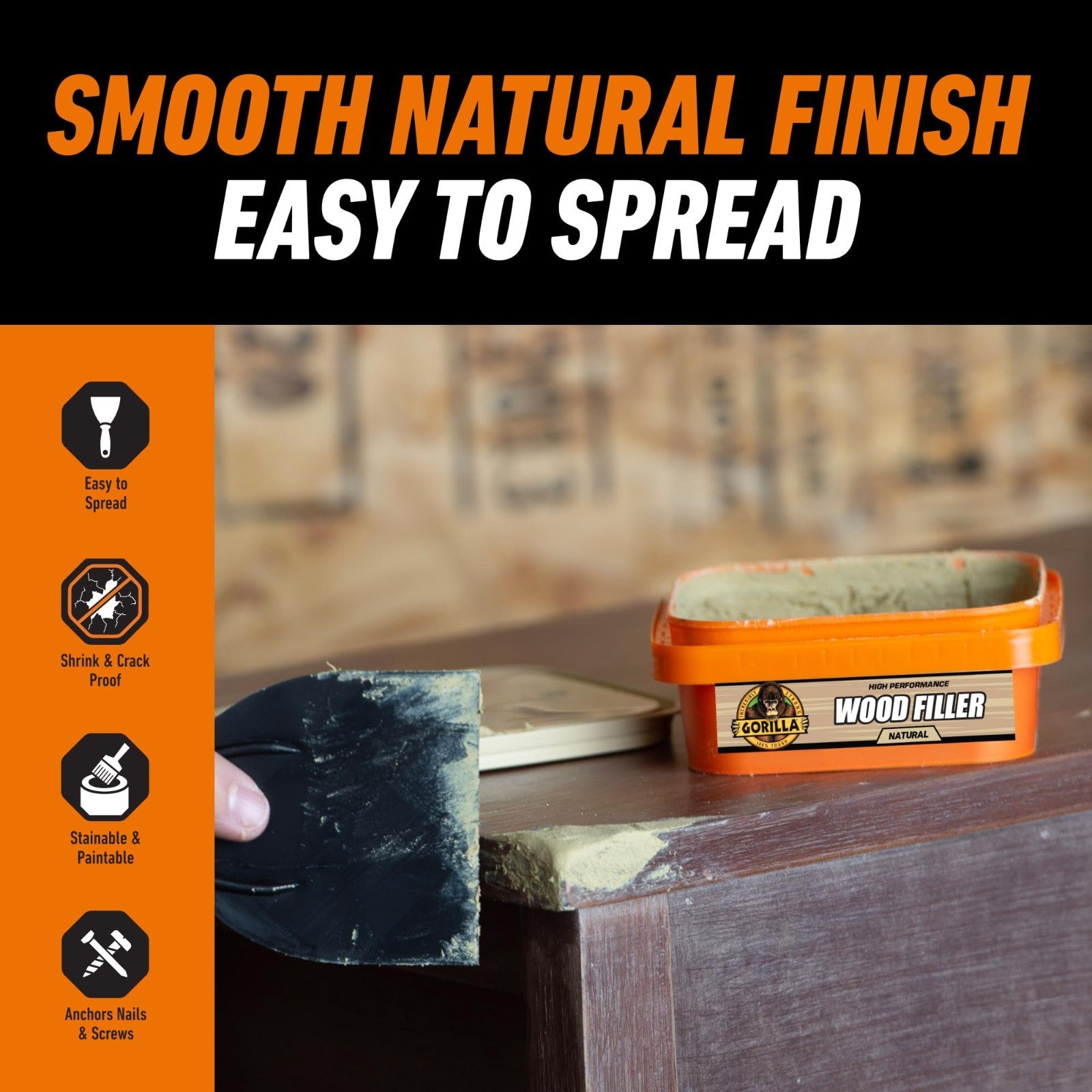 All Purpose Wood Filler Repair Kit with Putty Knife & Sanding Block   Easy Fix!4