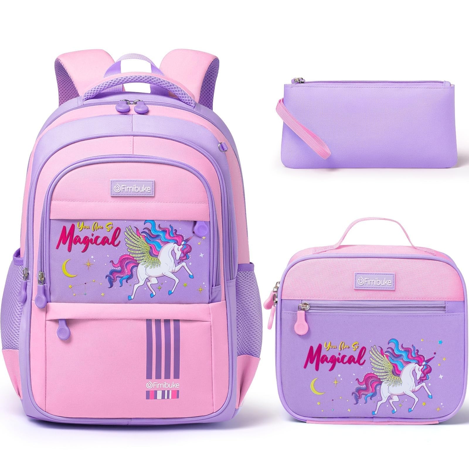 Unicorn Kids Backpack Set for Girls   3PC with Lunch Box & Pencil Case0