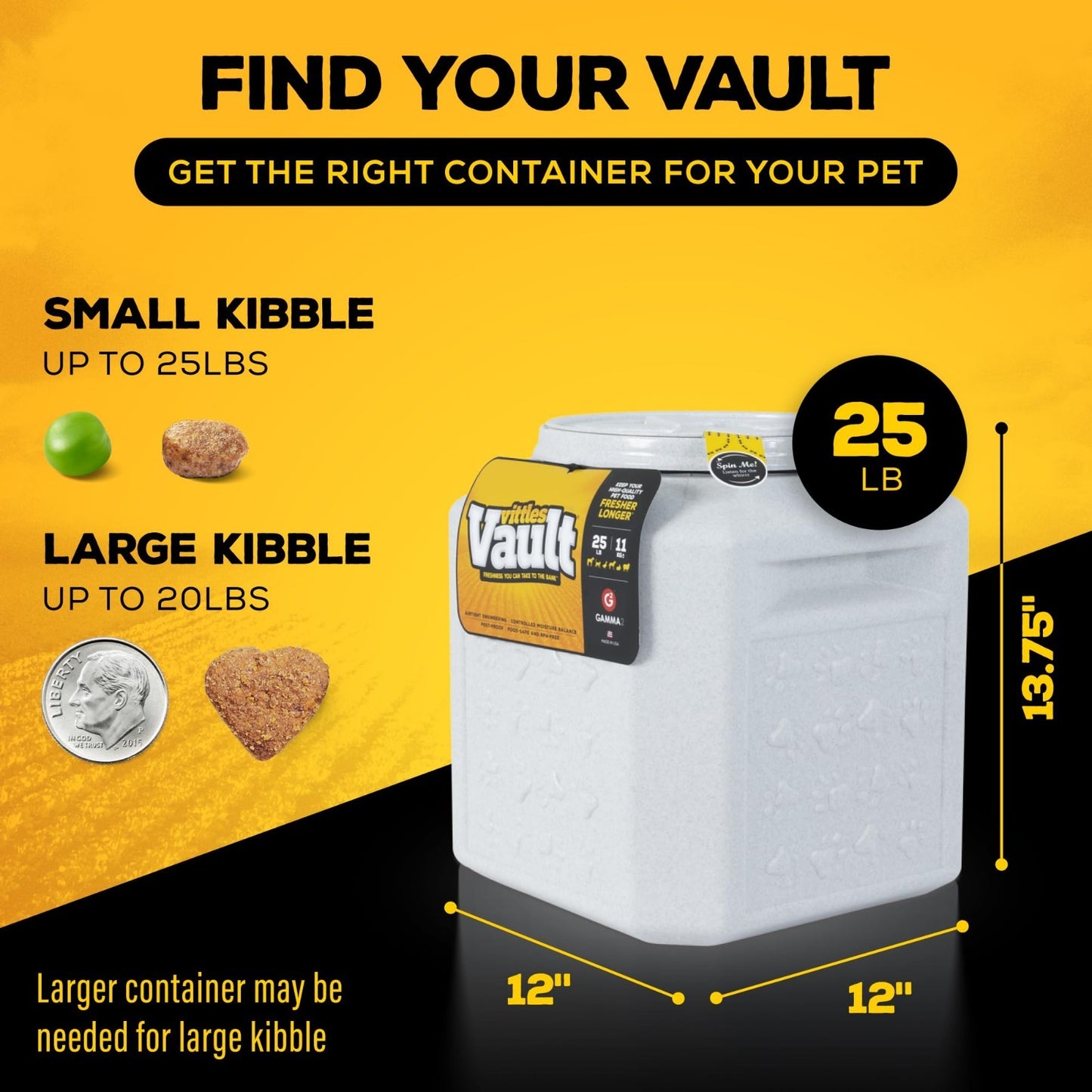 Pet Food Storage Container - Airtight Dog & Cat Food Bin, Holds 25lbs, USA Made2