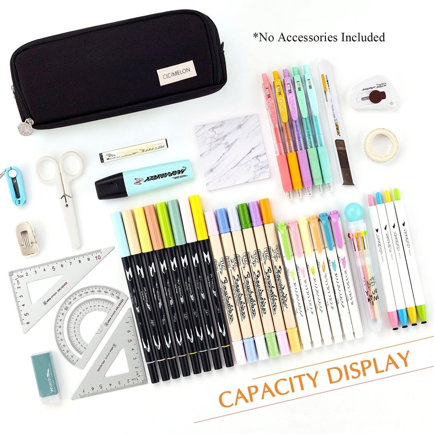 Large Capacity 3 Compartment Pencil Case Pouch Pen Bag for School & Office   Bla4