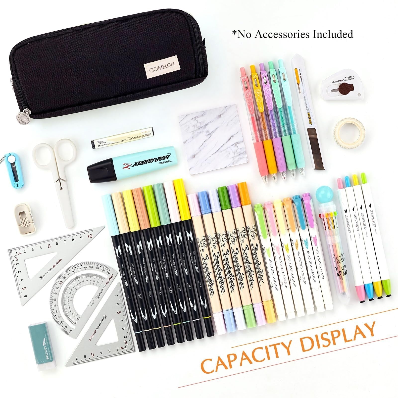 Large Capacity 3 Compartment Pencil Case Pouch Pen Bag for School & Office   Bla4