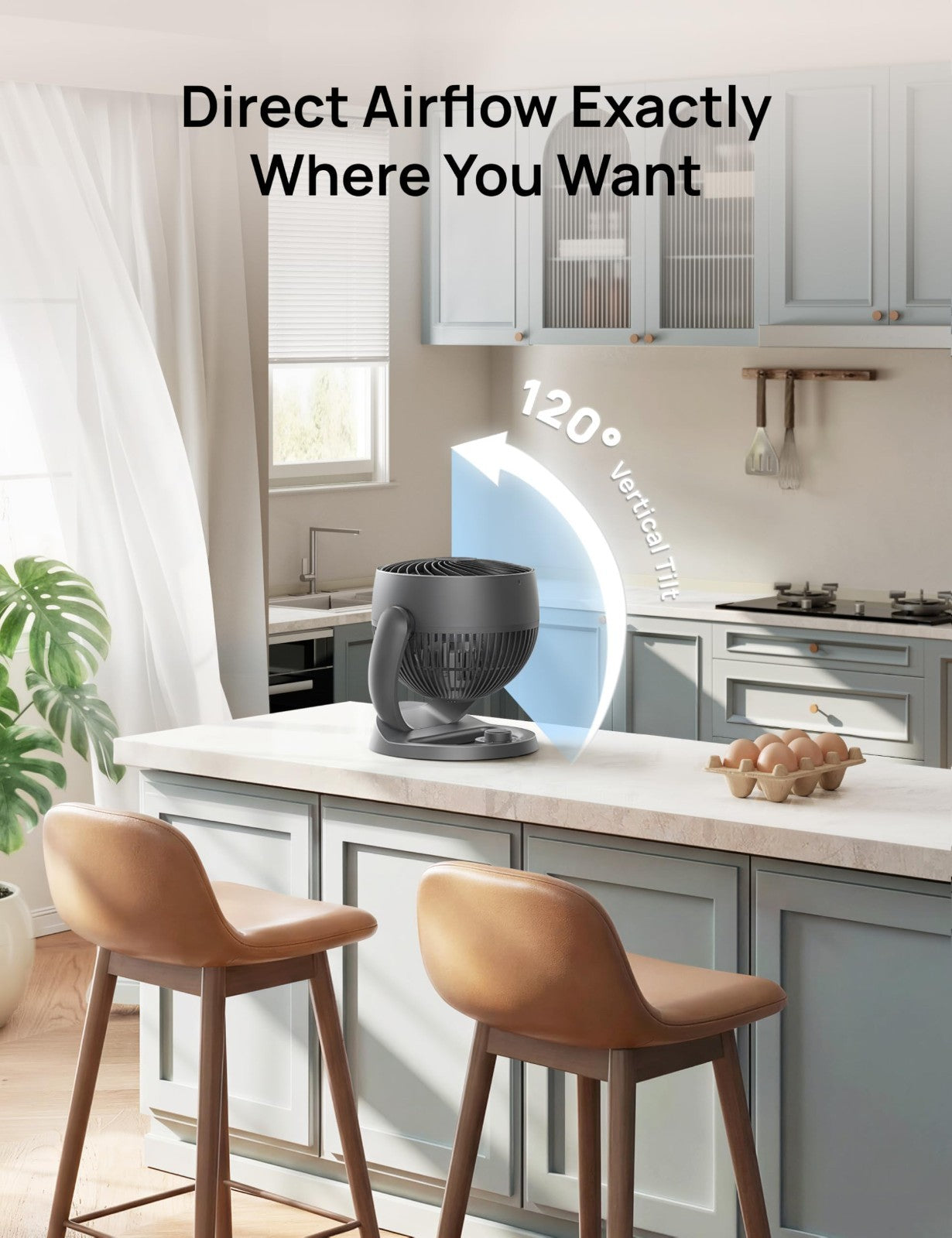 12 Inch Desk Fan   Powerful Air Circulator, 120° Tilt, Ultra Quiet 25dB, 3 Speed3