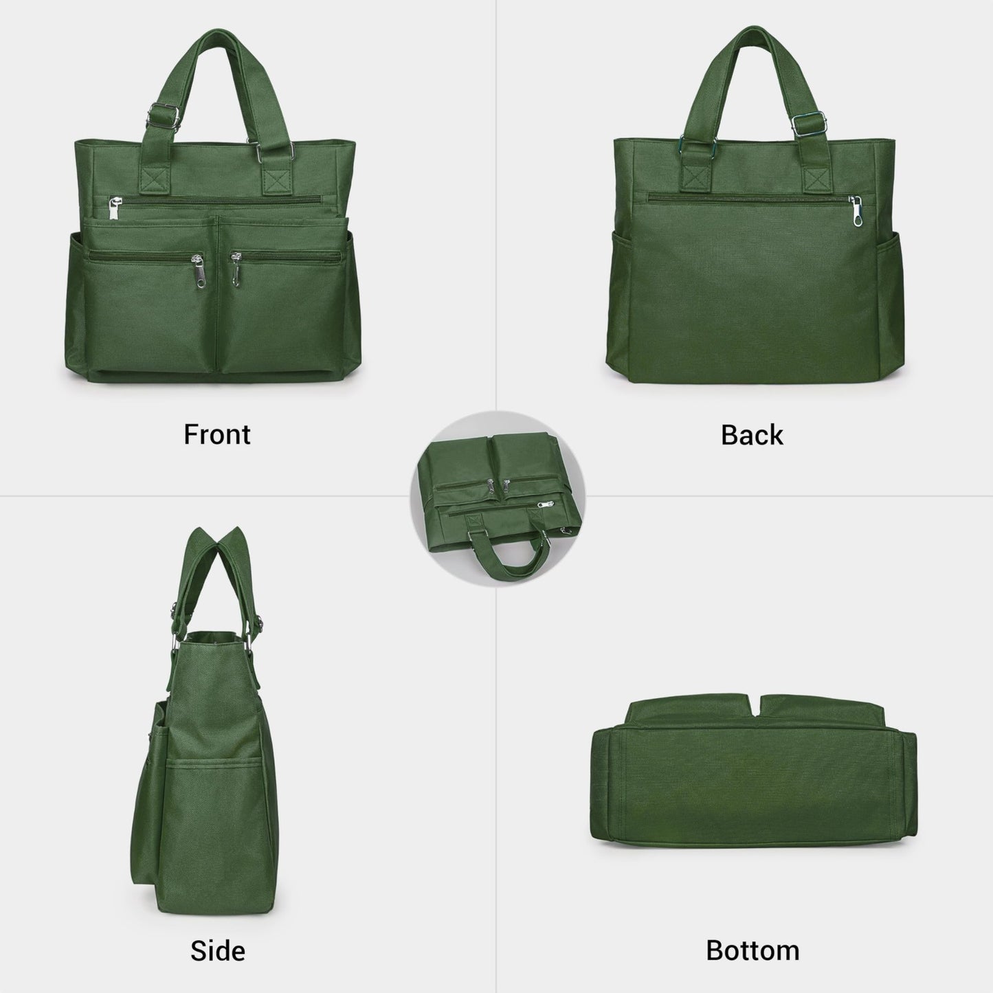 Waterproof Canvas Tote Bag - Multi Pocket Shoulder Bag for Work, School, Travel4