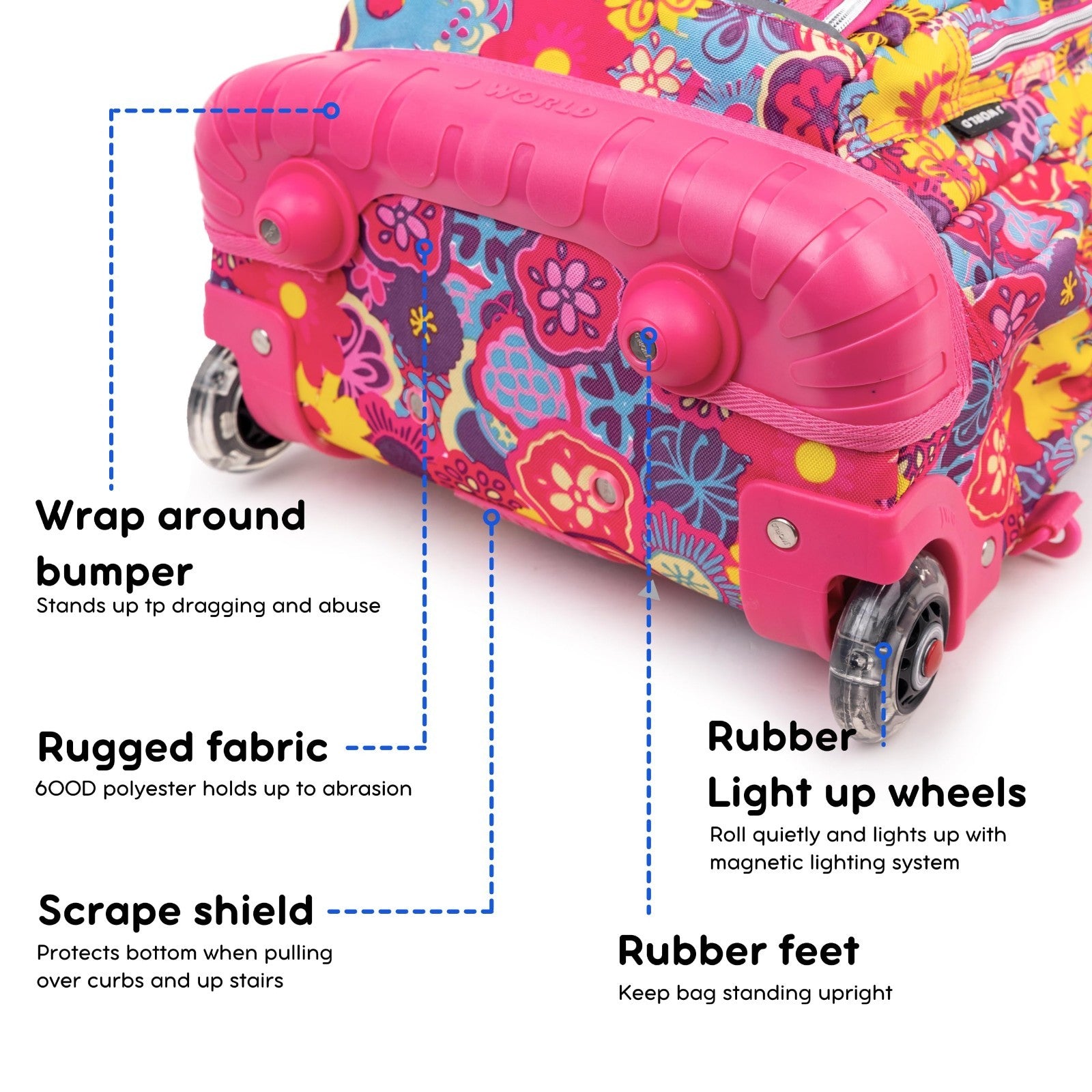 Kids Rolling Backpack & Lunch Bag Set, Carry On Suitcase with Wheels, School Tra3