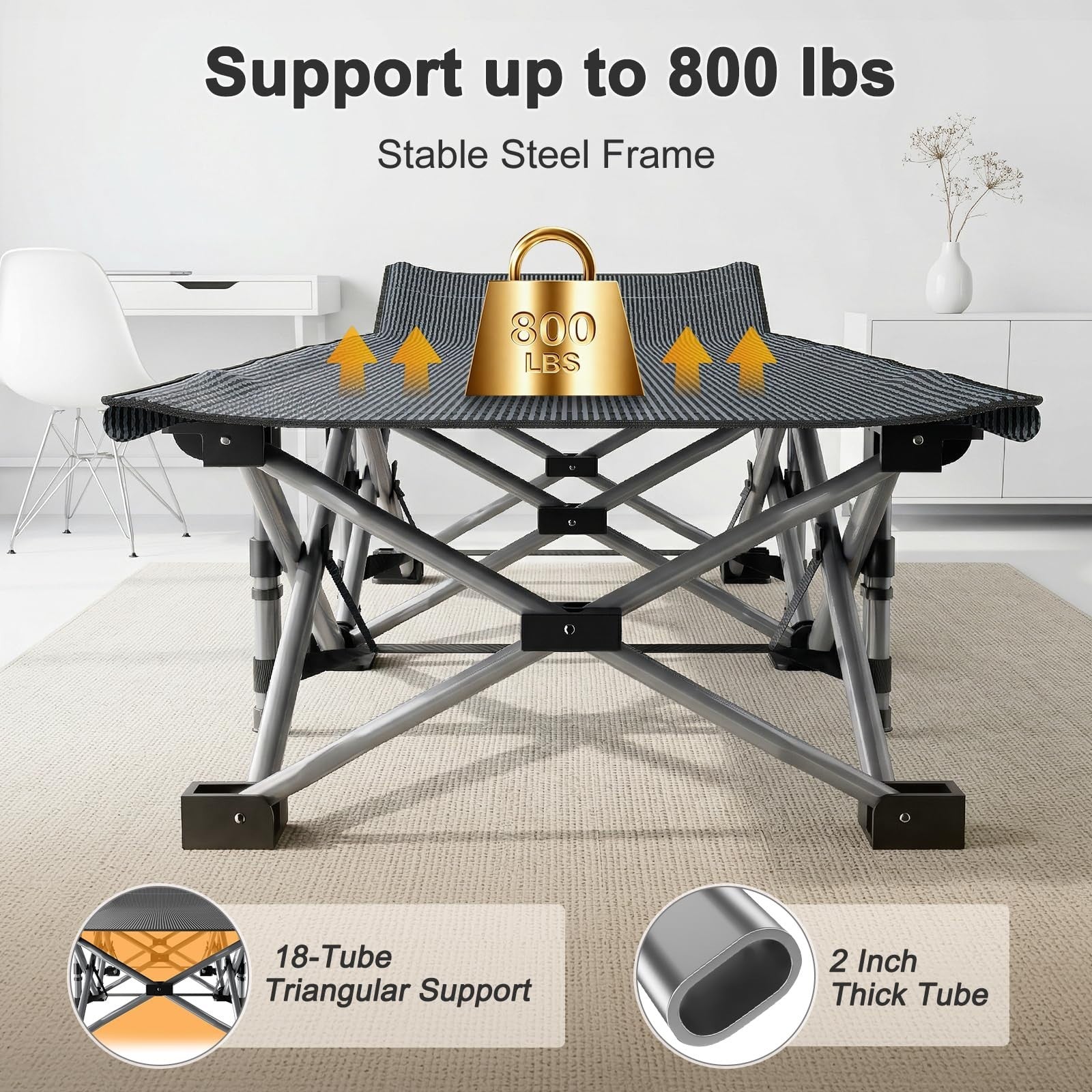 Folding Camping Cot for Adults   28" Wide Heavy Duty Bed, 800 lbs Capacity, 2 Pa5