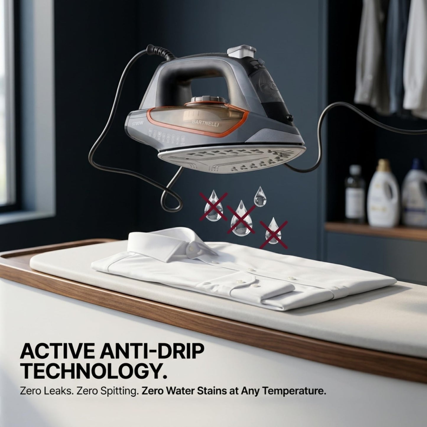 Heavy-Duty 1700W Steam Iron - Multi-Layer Ceramic Soleplate, Anti-Drip, Auto Shu3