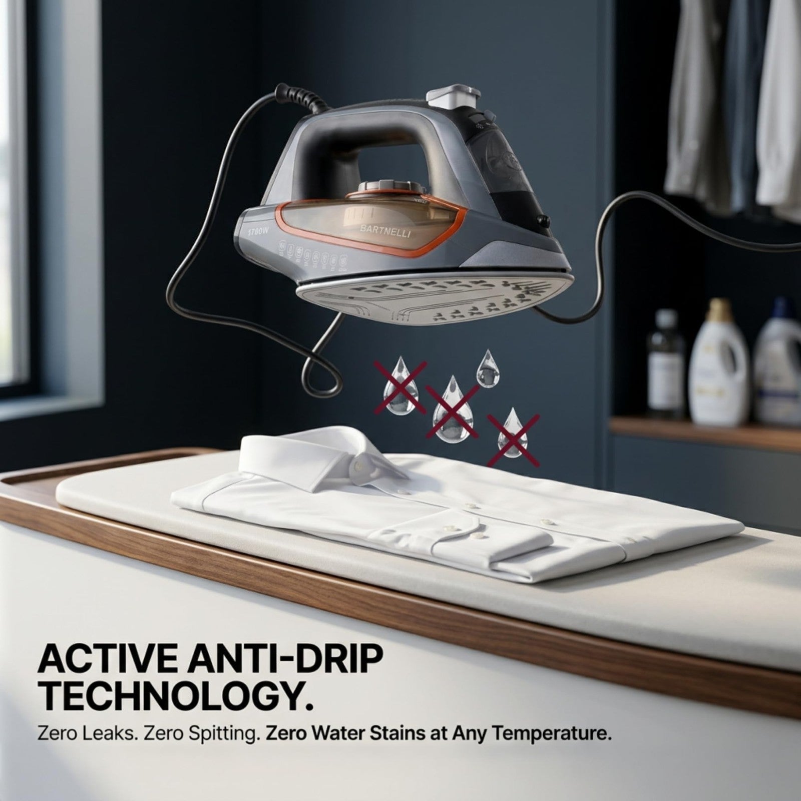 Heavy-Duty 1700W Steam Iron - Multi-Layer Ceramic Soleplate, Anti-Drip, Auto Shu3