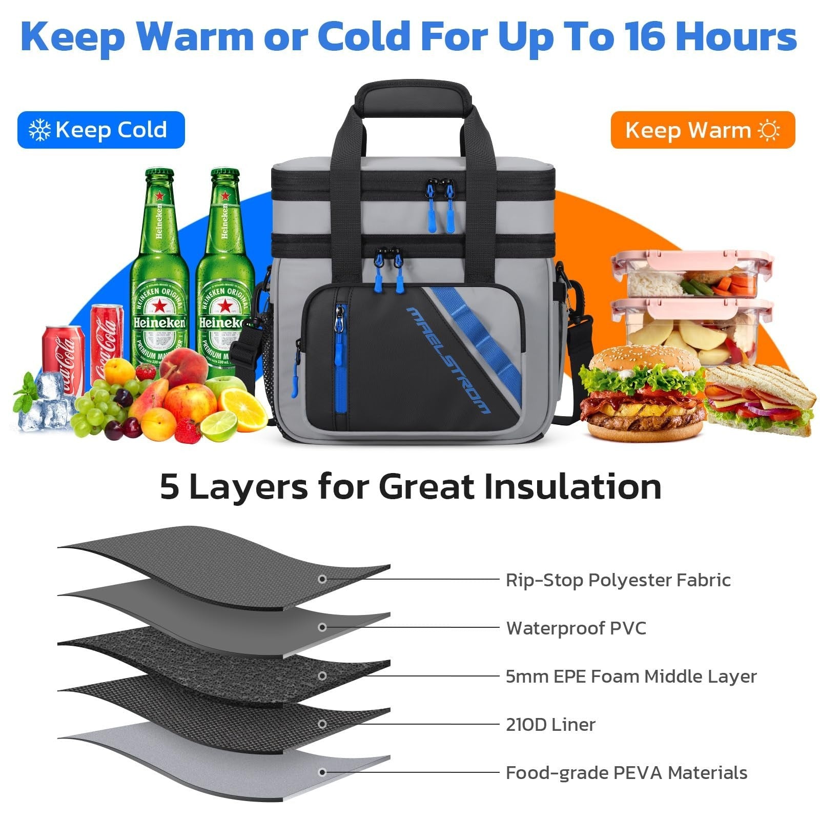 Insulated Lunch Bag 20L Cooler | Expandable, Leakproof, Portable for Work/Travel3