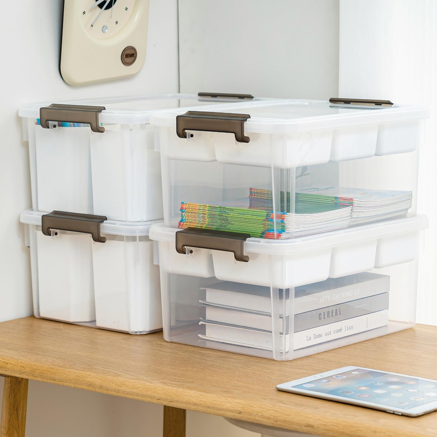 Clear Craft Organizers 17QT   4 Pack Storage Bins with Lids for Home & Office6