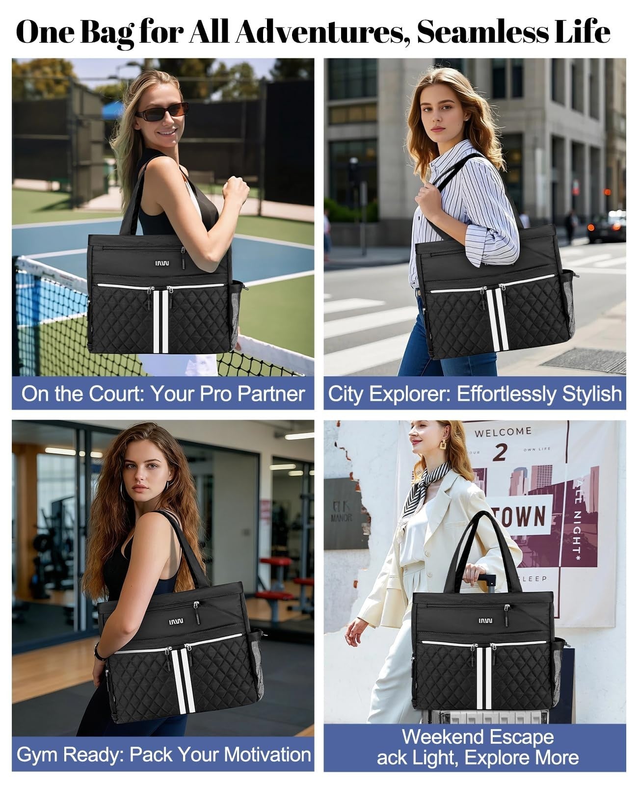 Tennis Bag for Women - Holds 2 Rackets, Ventilated Shoe Compartment, Gym & Pickl3