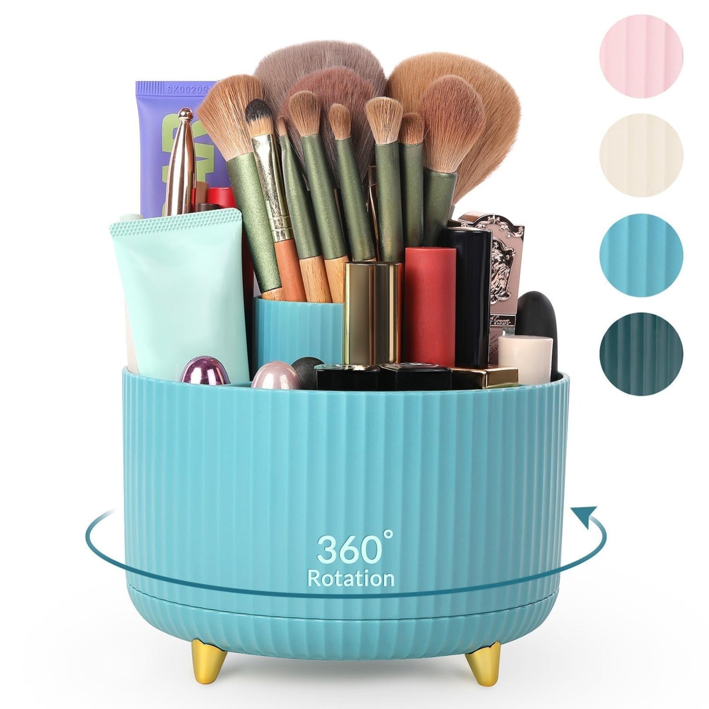 Rotating Makeup & Pencil Organizer   Dual Purpose Desk Holder with 5 Slots, Idea1