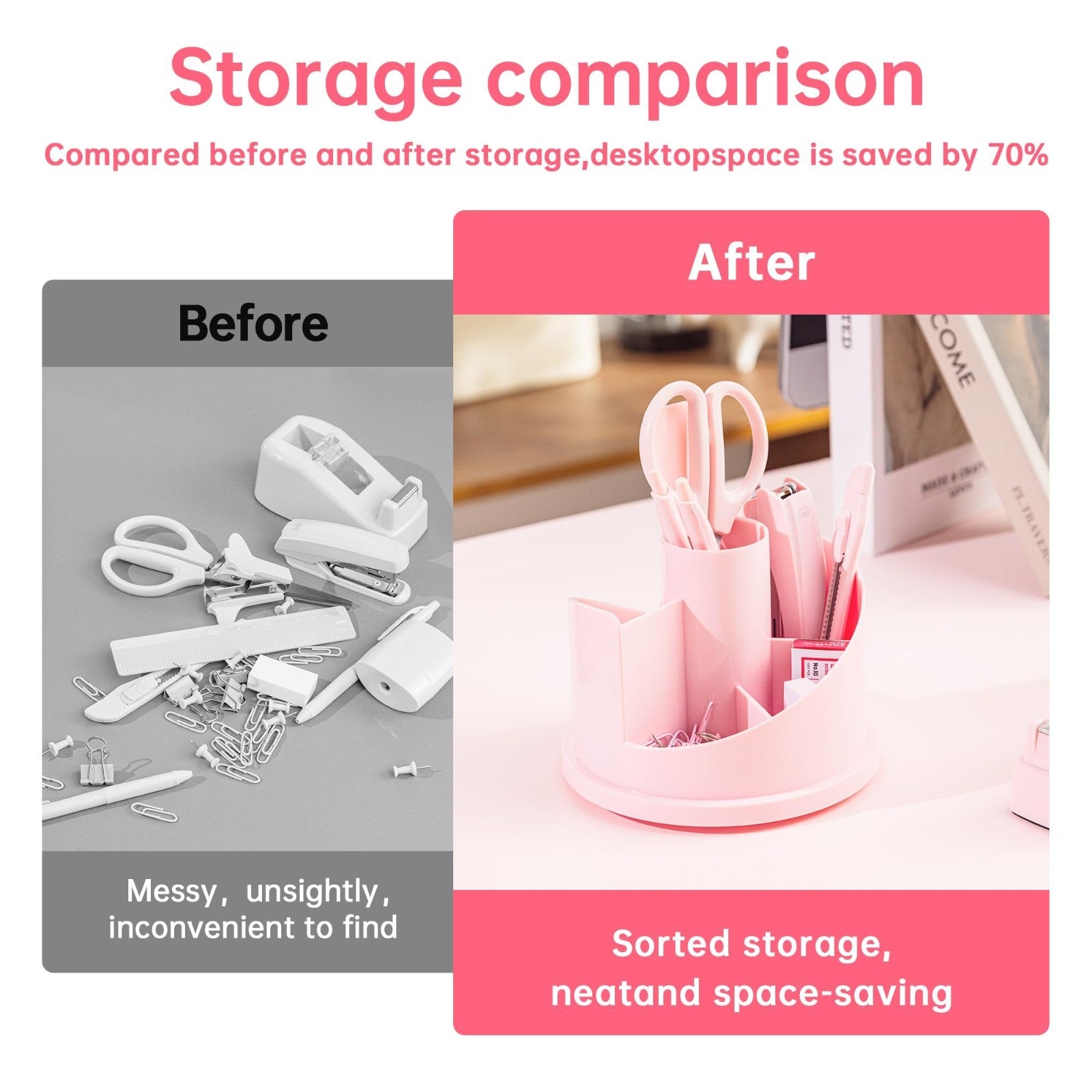 Pink Office Supplies Set   Desk Accessory Organizer Kit for Deli & Home Use6