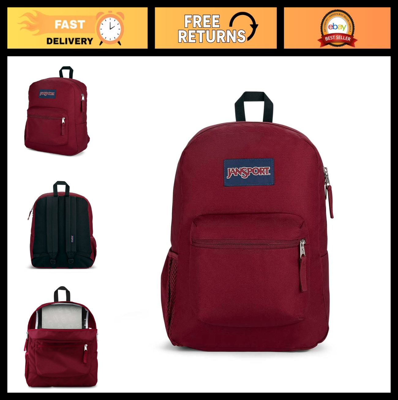26L Cross Town Backpack   12" Classic Daypack, Durable, Lightweight, Russet Red0