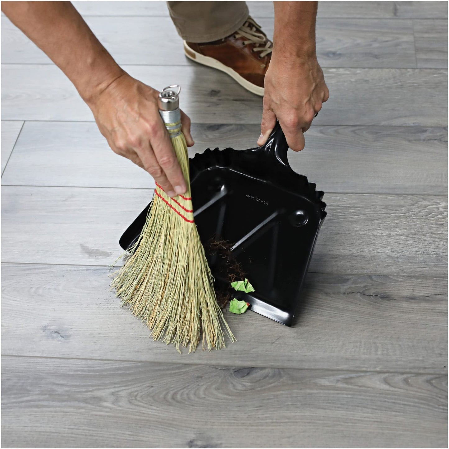 Heavy-Duty Black Metal Dustpan 12" | Durable, Ergonomic, Easy Clean | Home & Off2