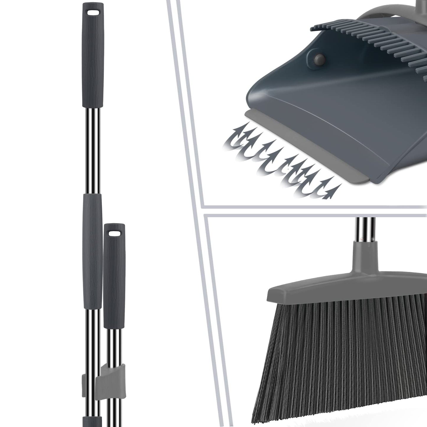 Broom and Dustpan Set with Long Handle - Indoor/Outdoor Cleaning Tool Combo3