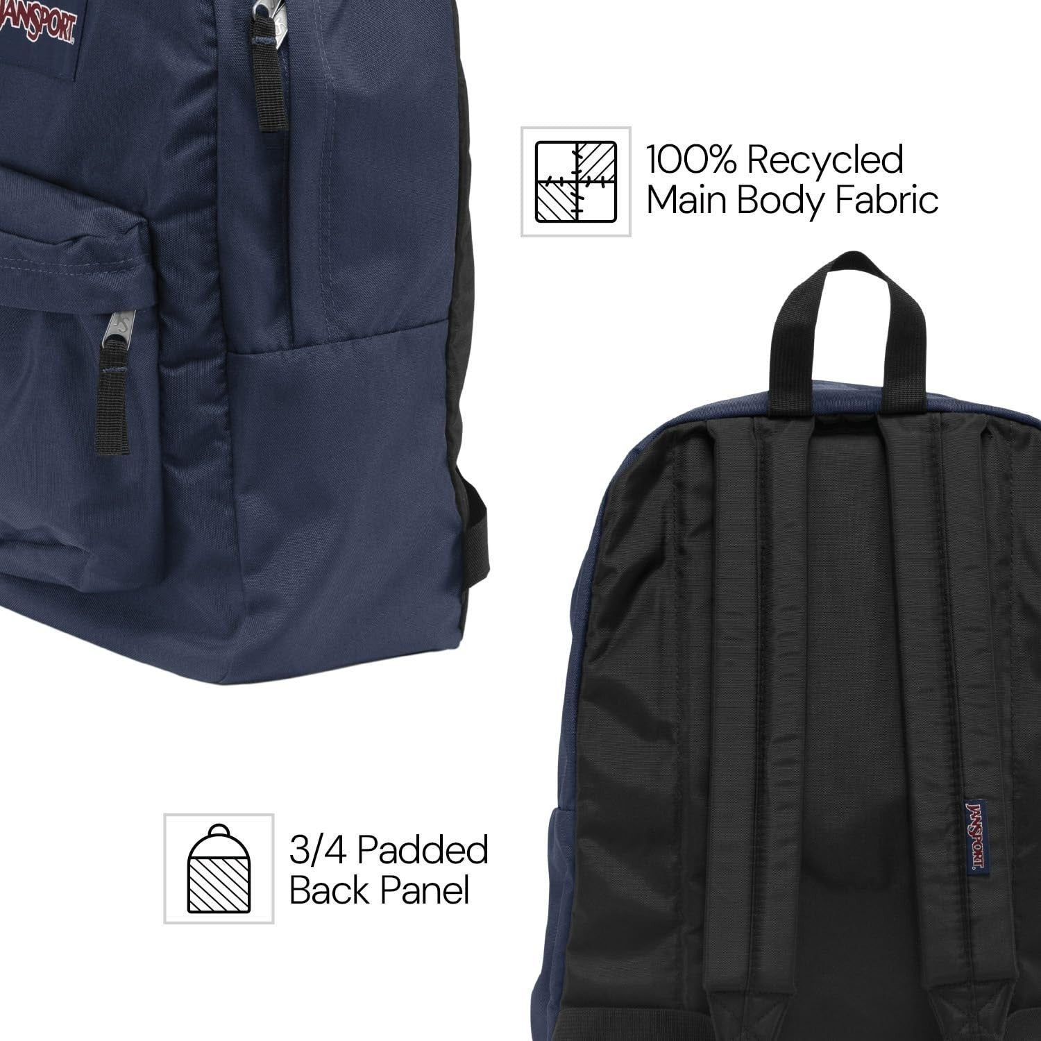 Durable Lightweight Navy Backpack   1 Main Compartment, Front Utility Pocket, Or3