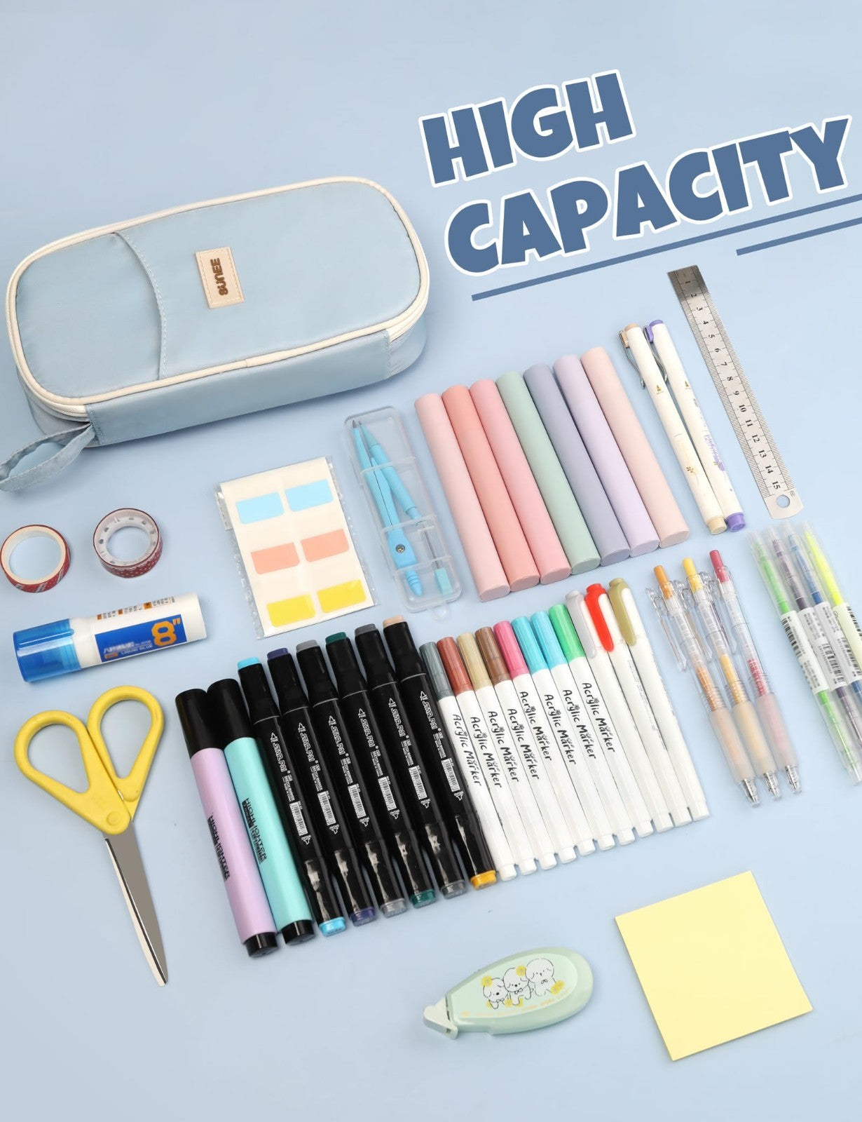 Aesthetic Pencil Case   Cute Large Zipper Pouch, Kawaii Stationery Organizer for3