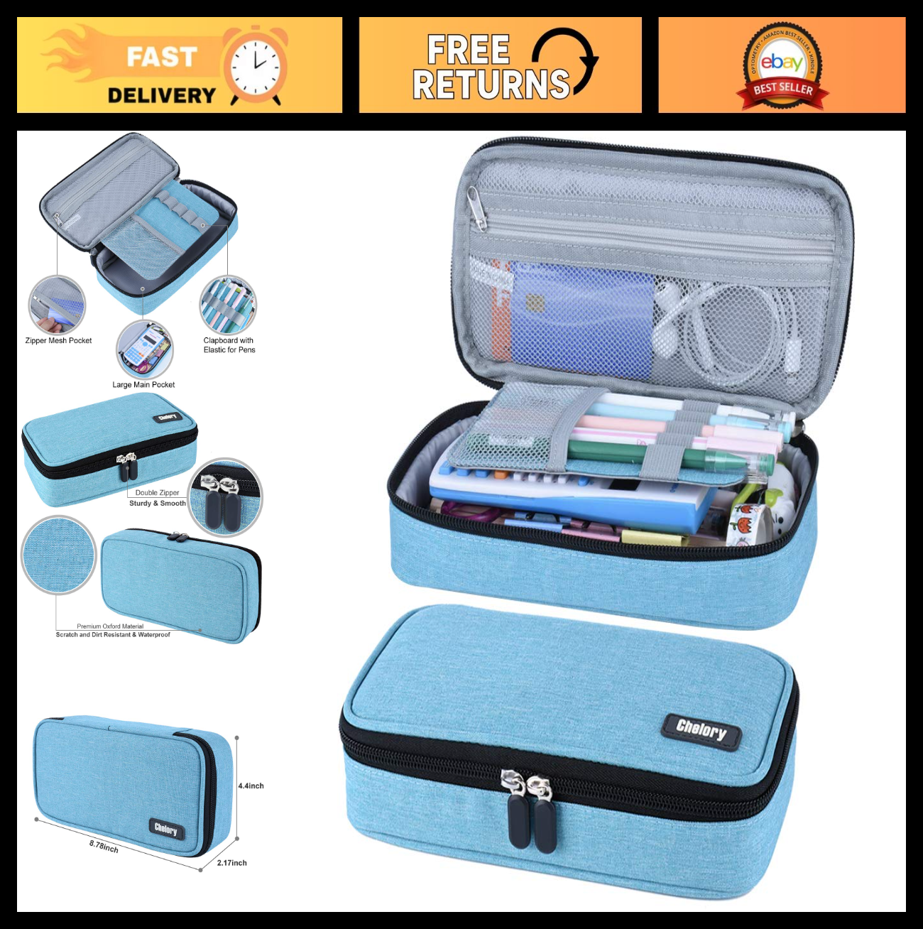 Large Capacity Pencil Case   Multi Functional Storage Pouch for Pens, Markers &0