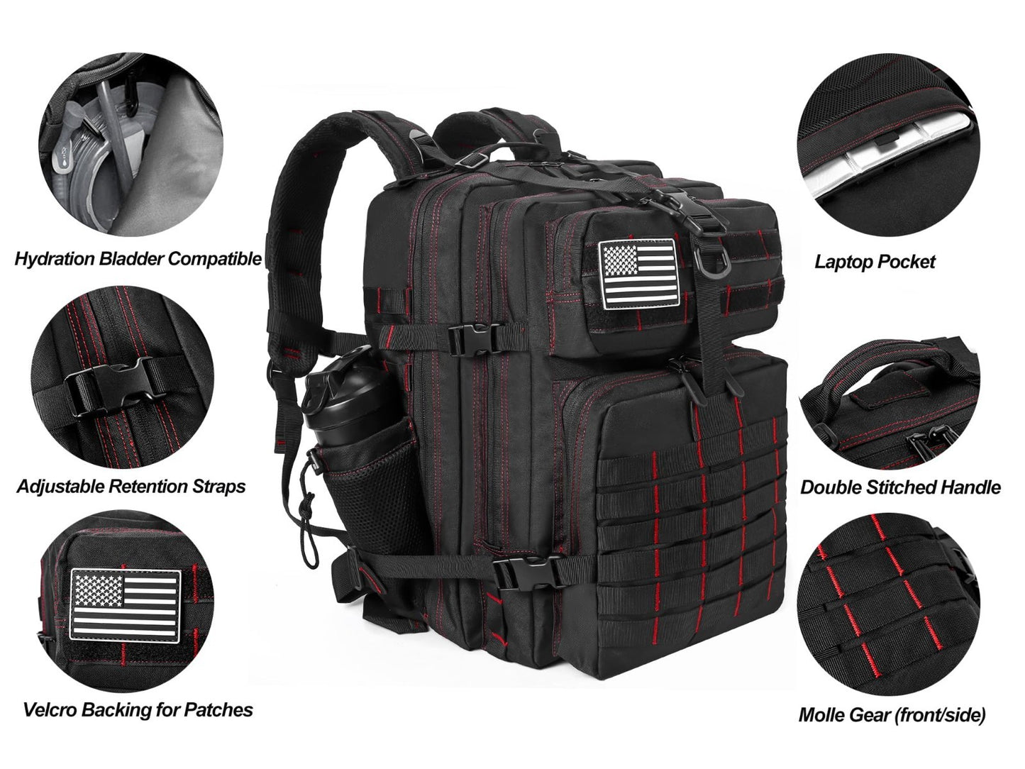 Tactical 45L Military Backpack for Men & Women   3 Day Assault Rucksack, Molle S3
