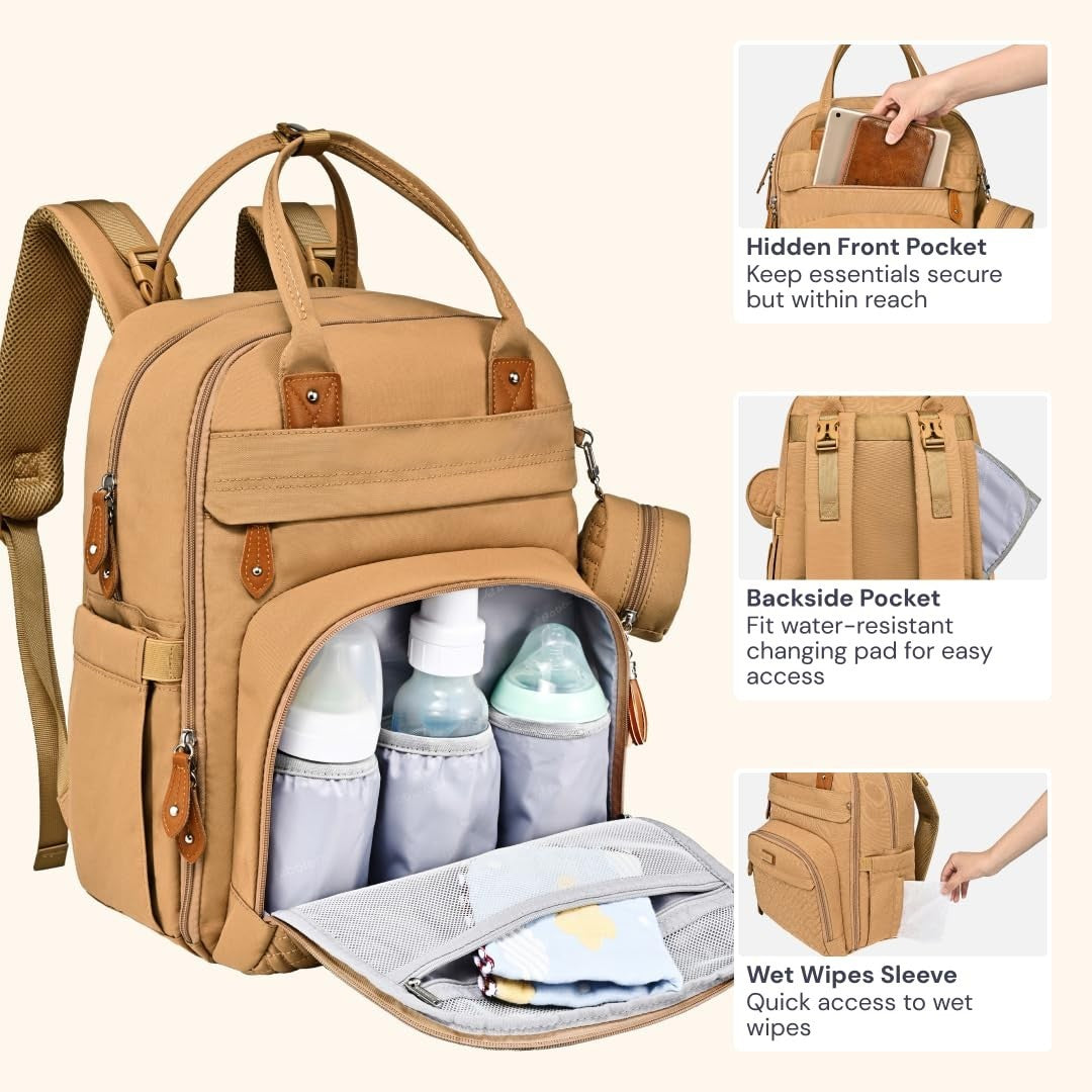 Multi Function Water Resistant Diaper Bag Backpack   Baby Travel Tote, Changing6