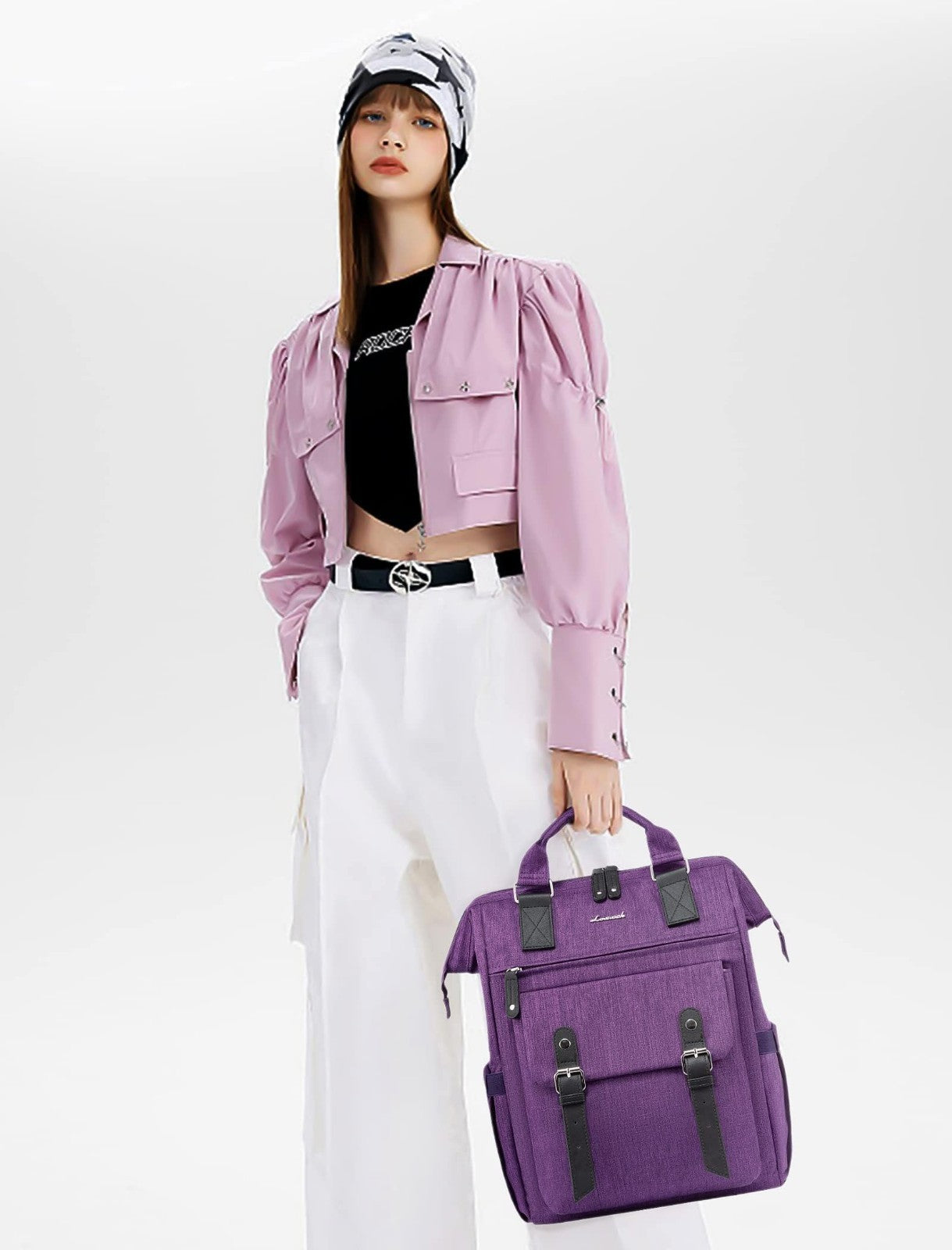 Stylish 15.6" Laptop Backpack for Women   Work, Travel, Teacher, Nurse Bag, Purp3