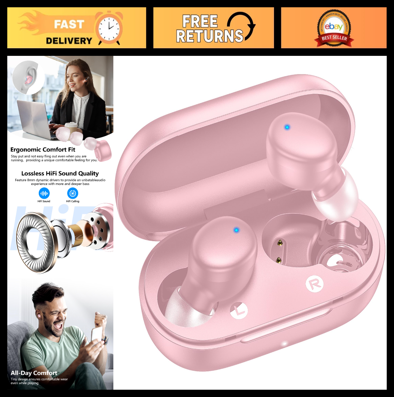 Wireless Earbuds Bluetooth 5.3   Lightweight In Ear Headphones, Premium Sound, B0