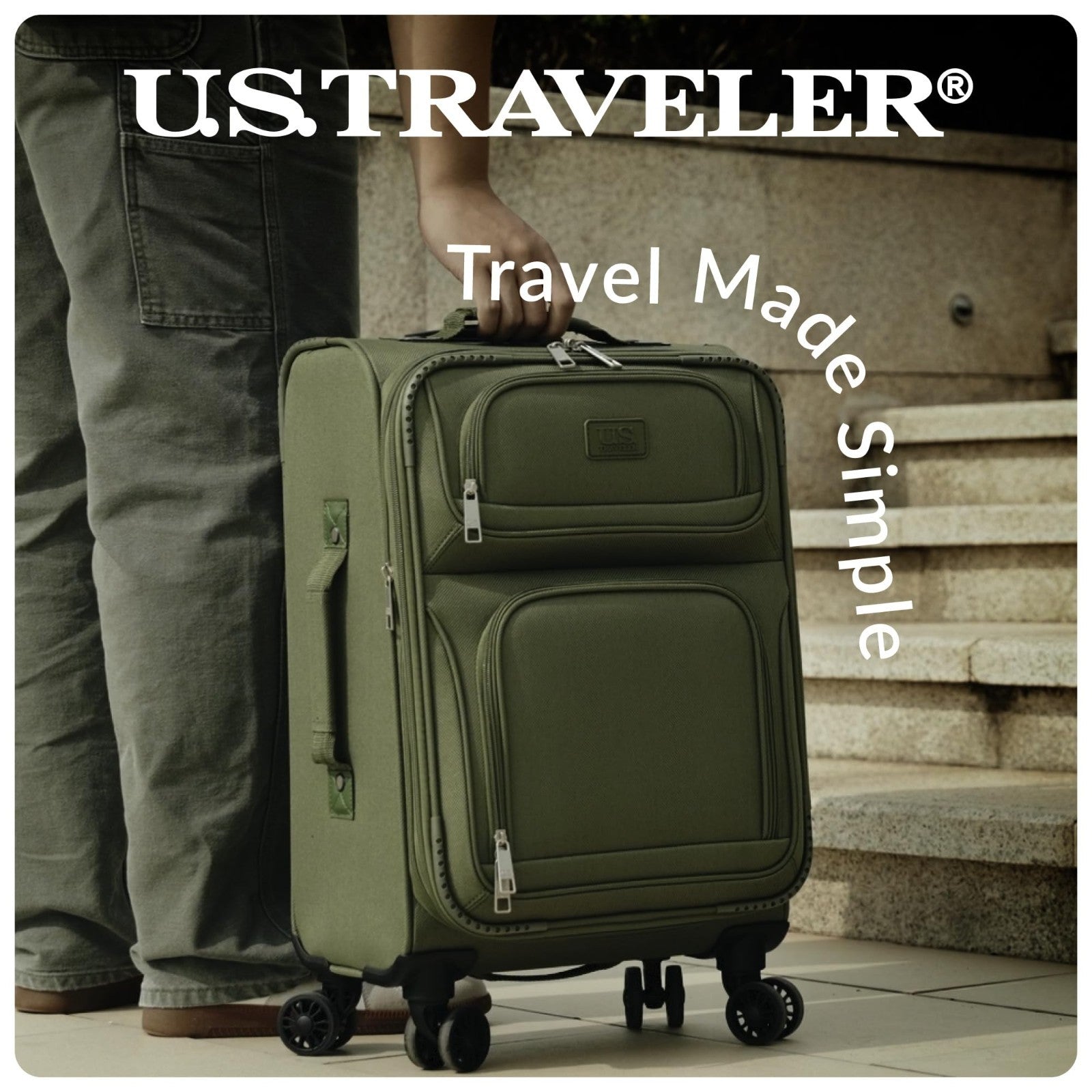 Lightweight Softside Rolling Carry-On Suitcase, 4-Wheel Travel Luggage, Green7