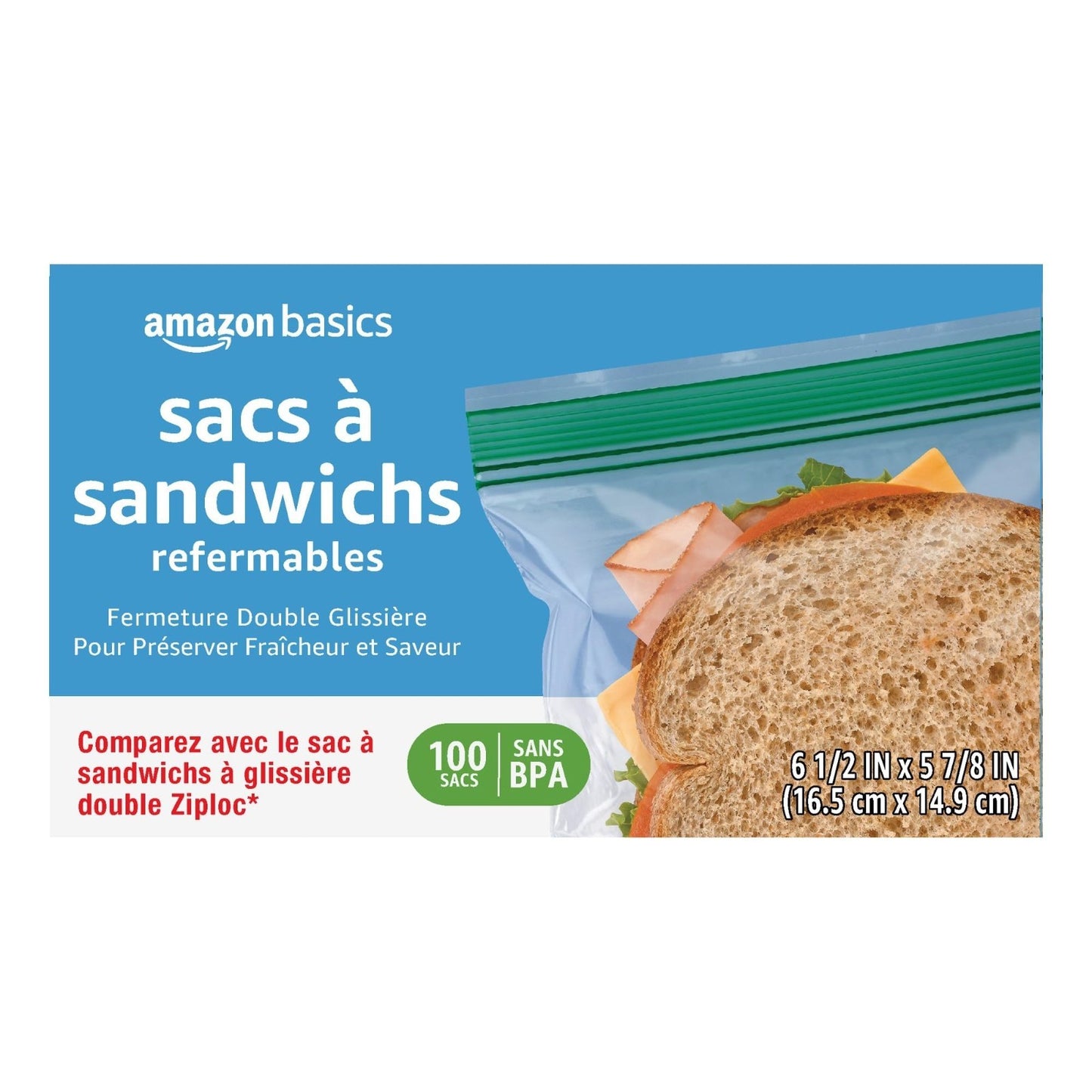 Reclosable Double Zipper Sandwich Storage Bags, BPA Free, 100 Count   Food Stora3