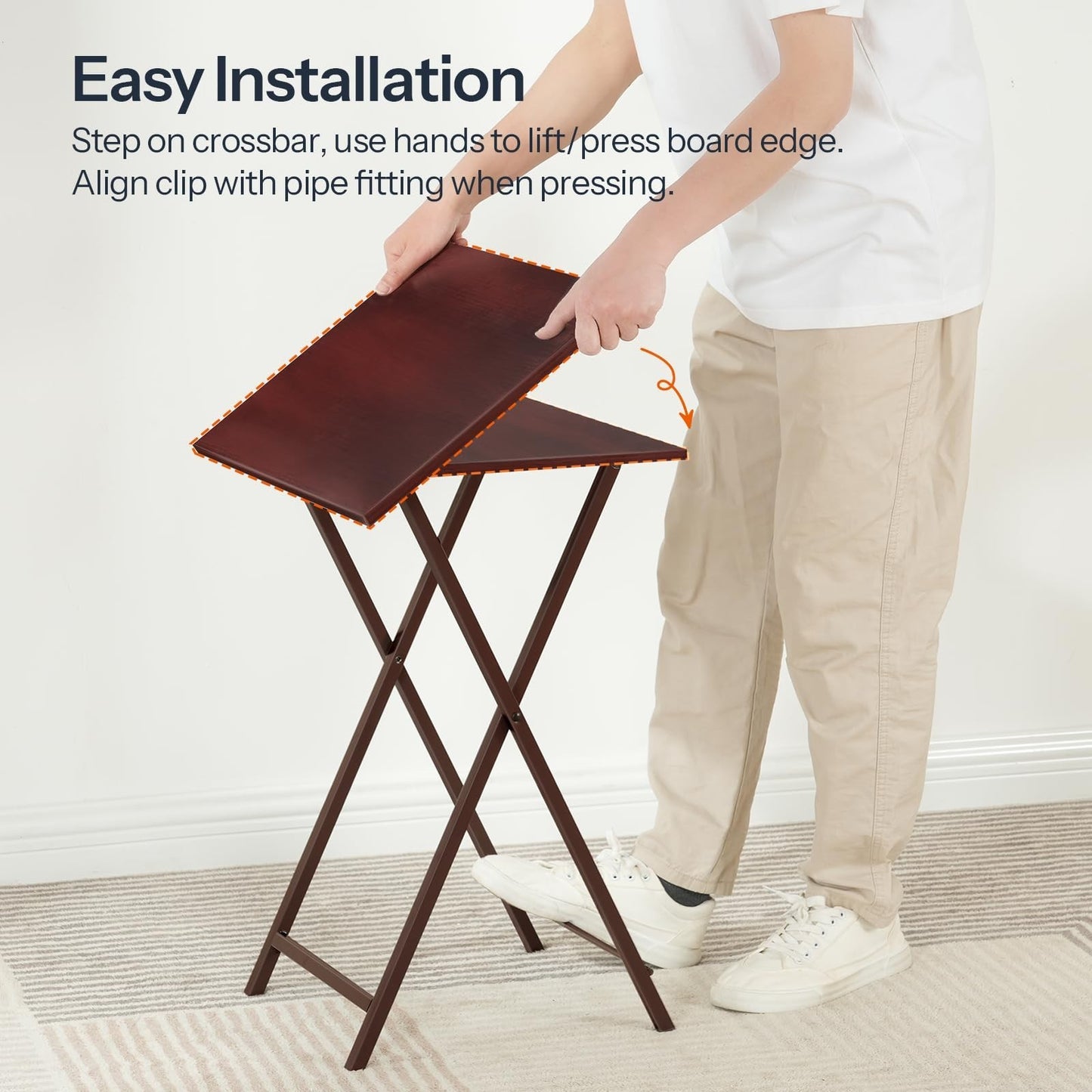 Set of 2 Folding Snack Tables for Small Spaces - Industrial Style, Easy Assembly7
